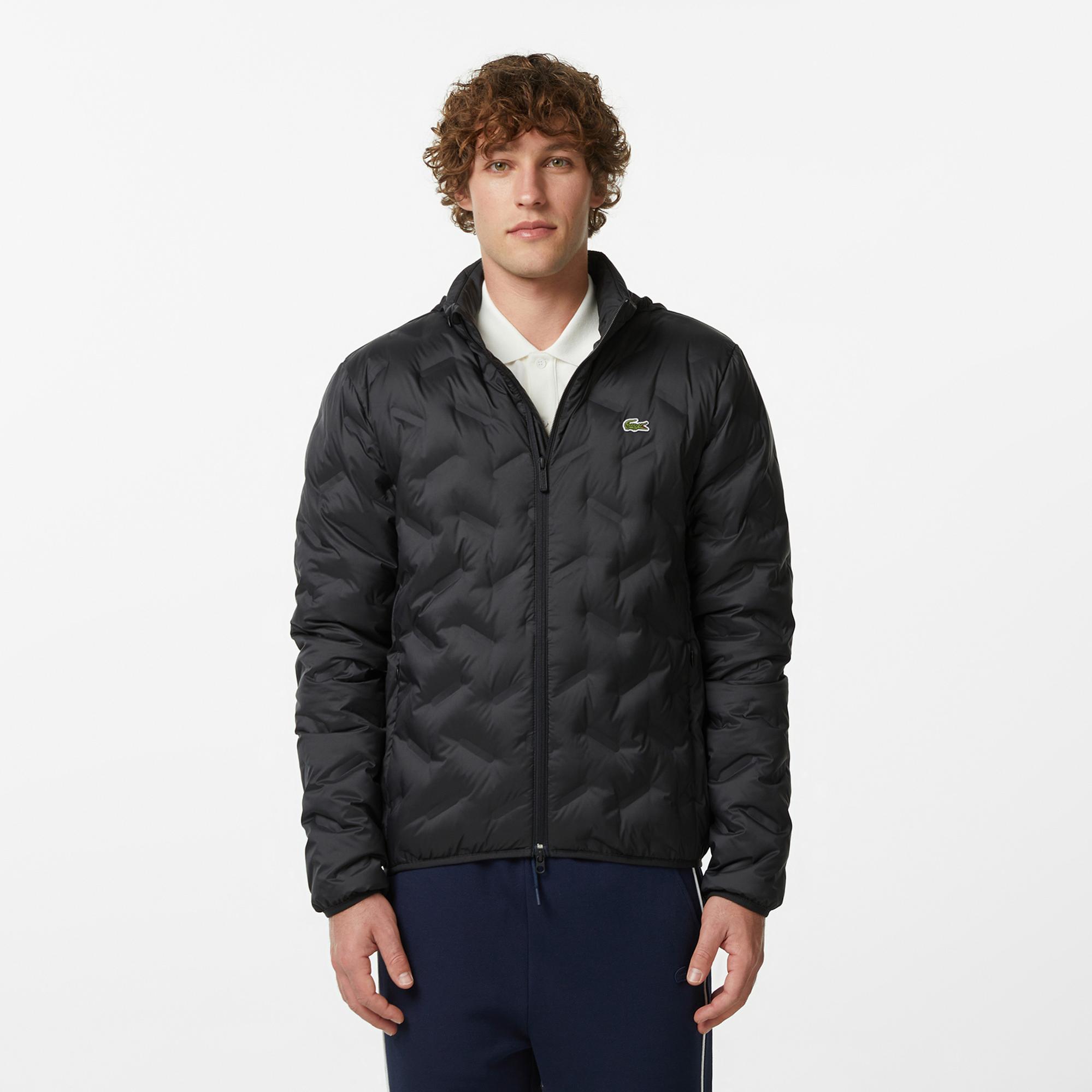 Lacoste Erkek Regular Fit Dik Yaka Kapitone Siyah Mont