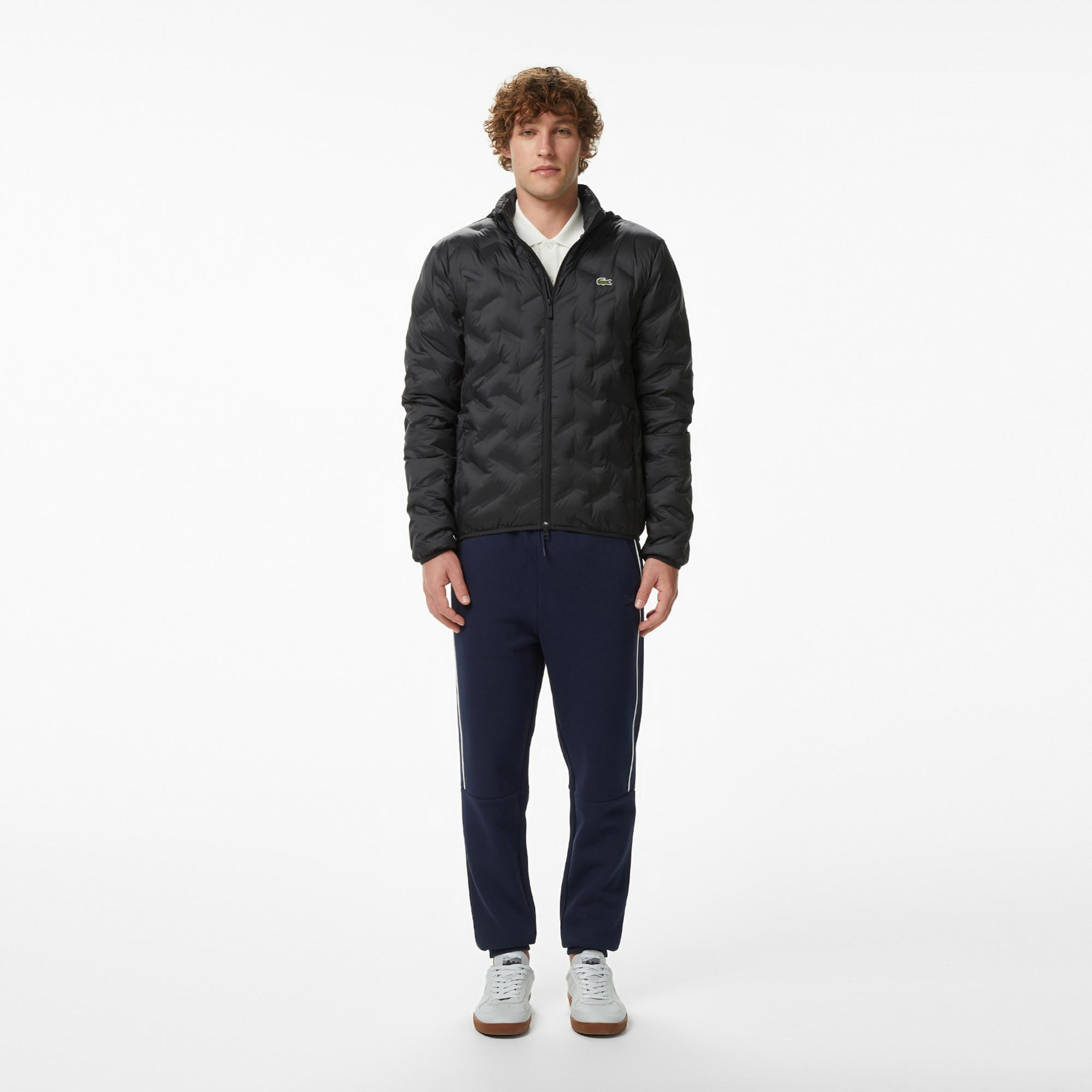 Lacoste Erkek Regular Fit Dik Yaka Kapitone Siyah Mont