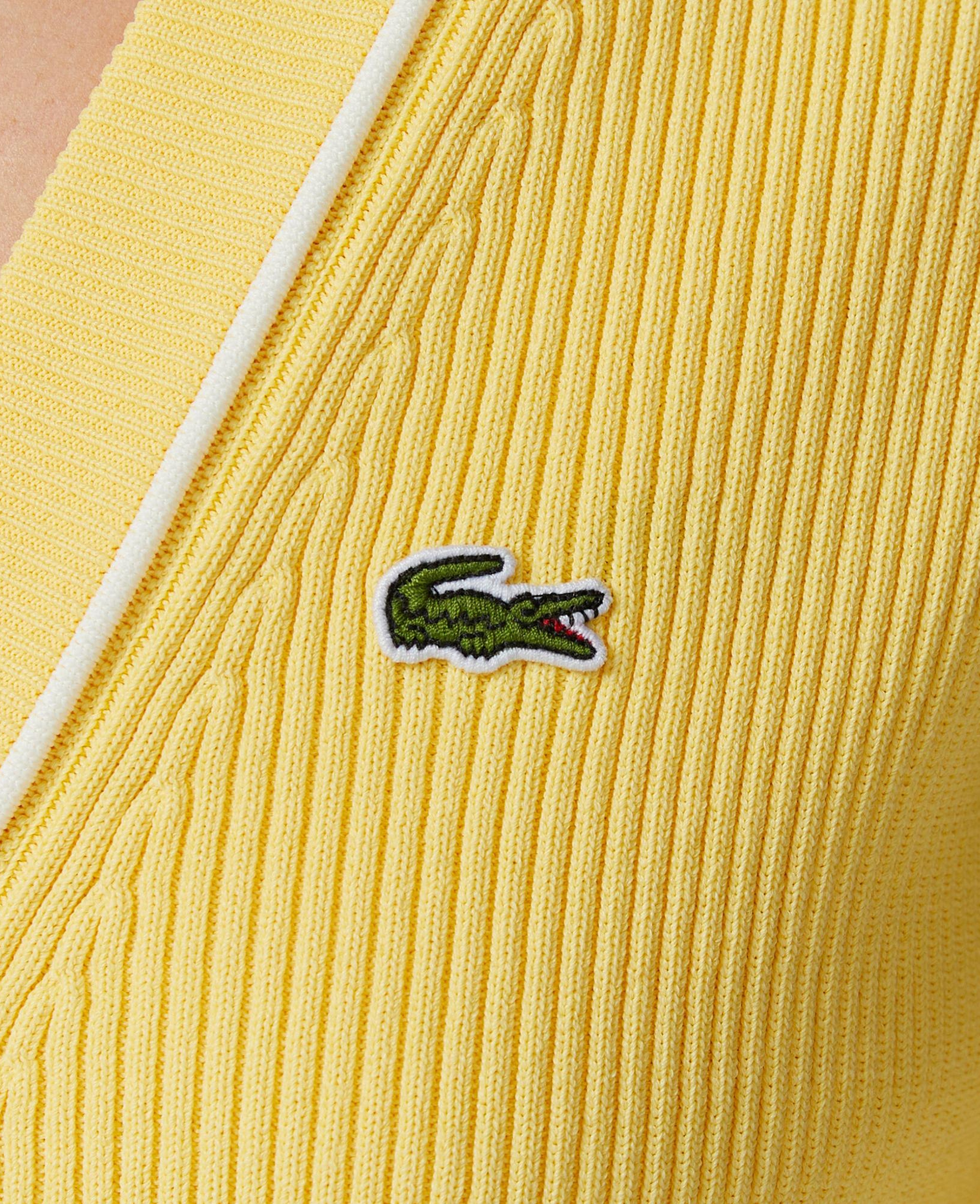 Lacoste Kadın Slim Fit V Yaka Sarı Hırka