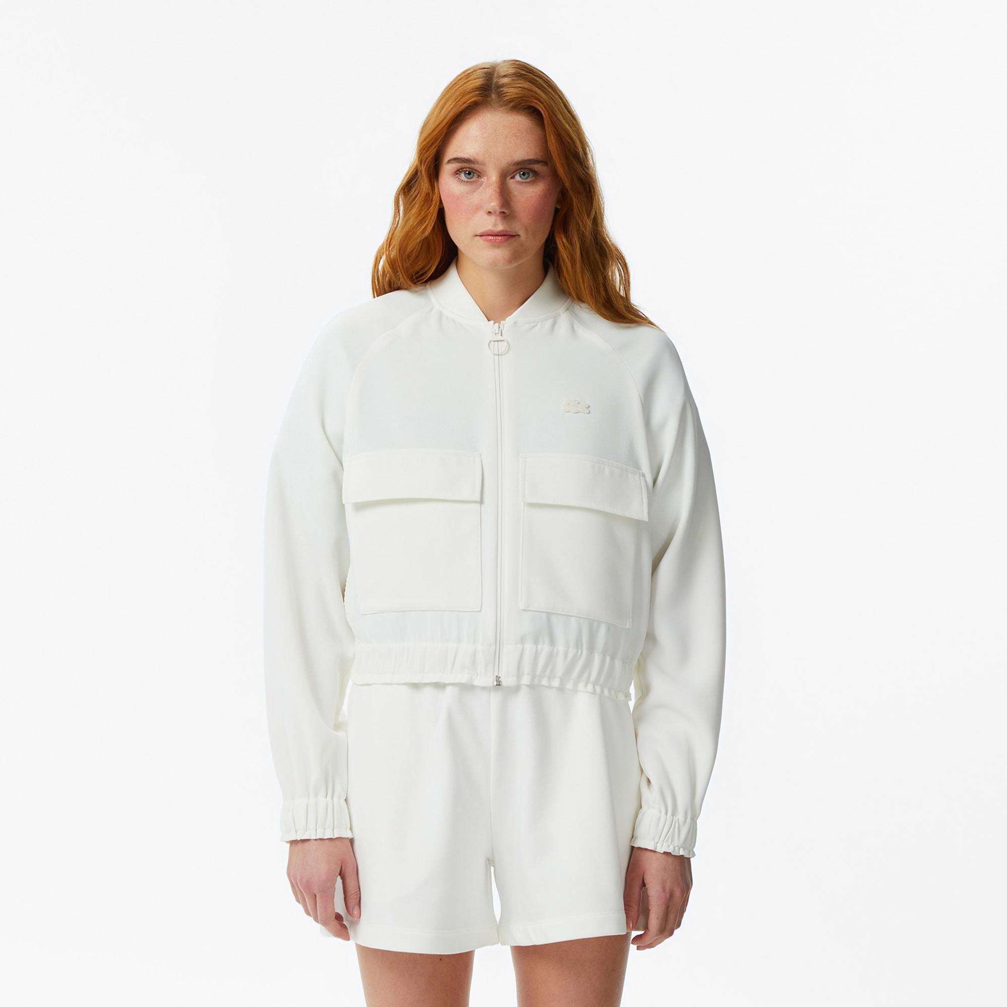 Lacoste Kadın Regular Fit Fermuarlı Krem Ceket