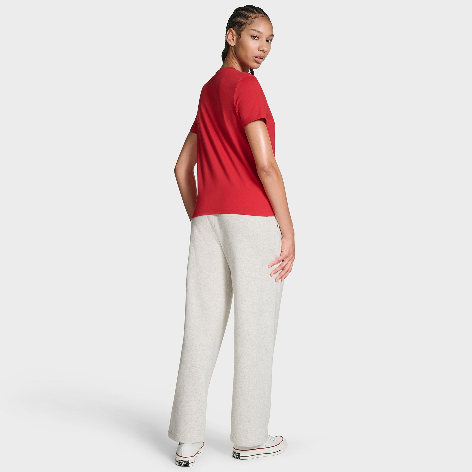 Converse Kadın Chuck Logolu Matalik Kırmızı T-Shirt