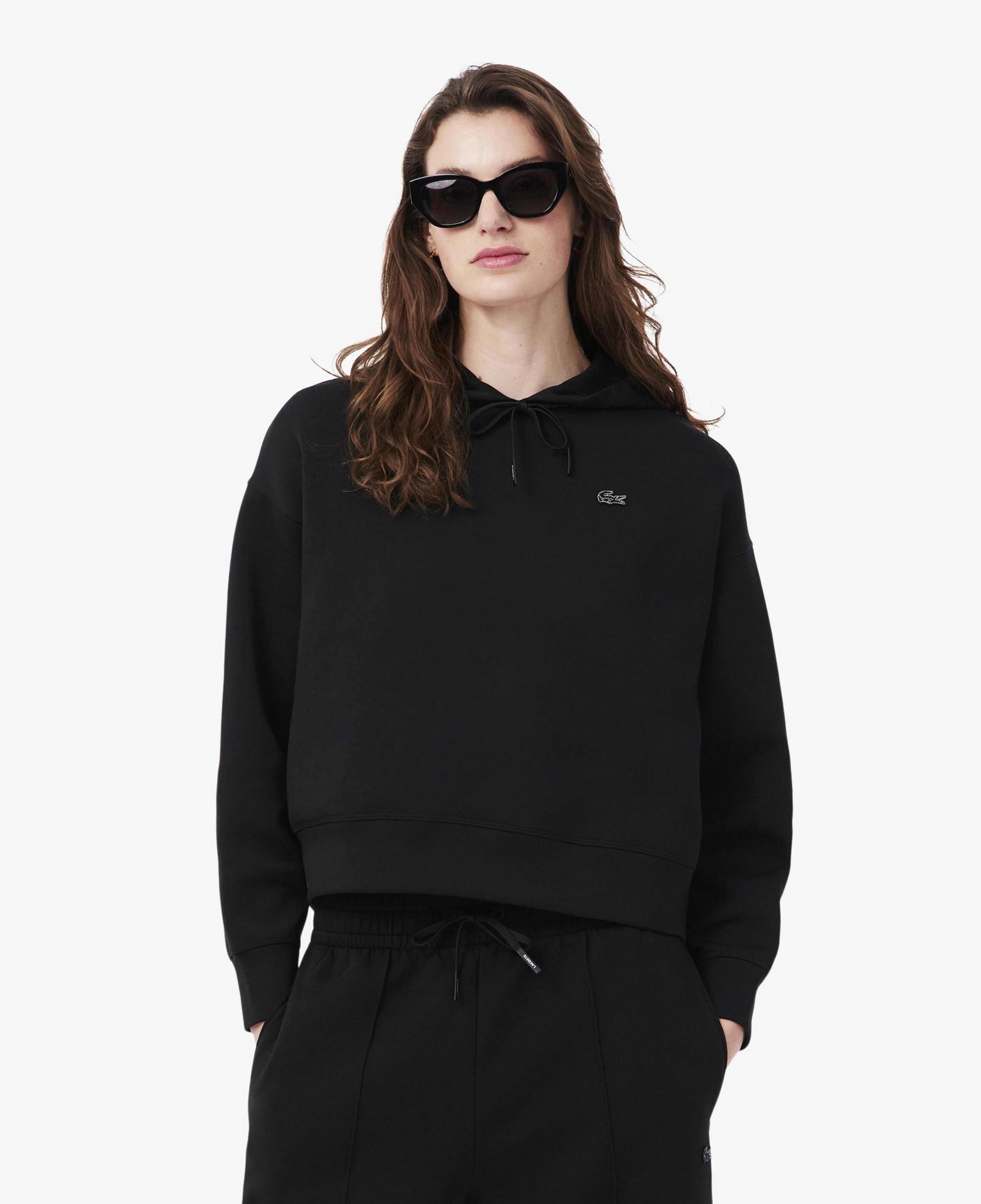 Lacoste Kadın Oversize Fit Kapüşonlu Siyah Sweatshirt