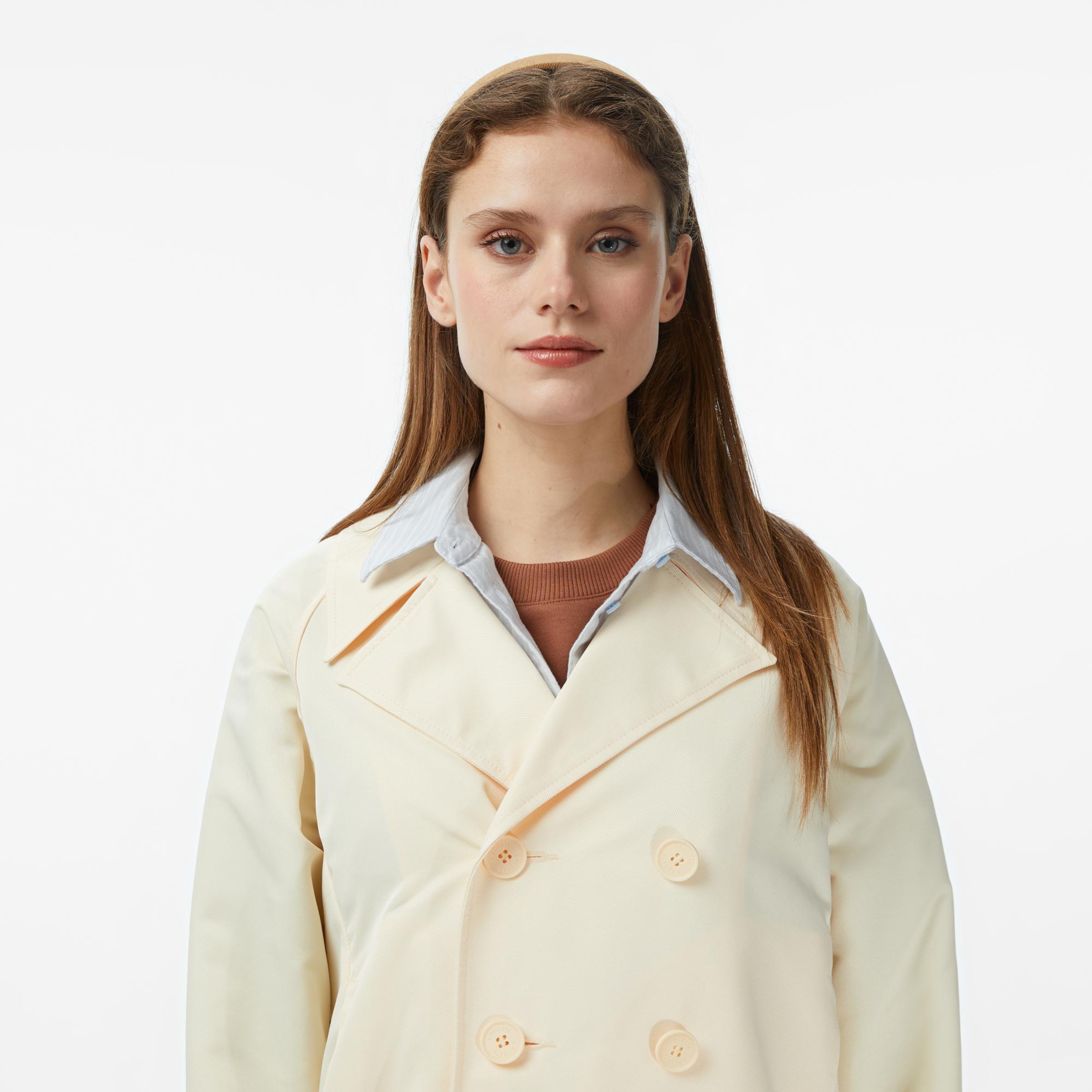 Lacoste Kadın Relaxed Fit Bej Trençkot