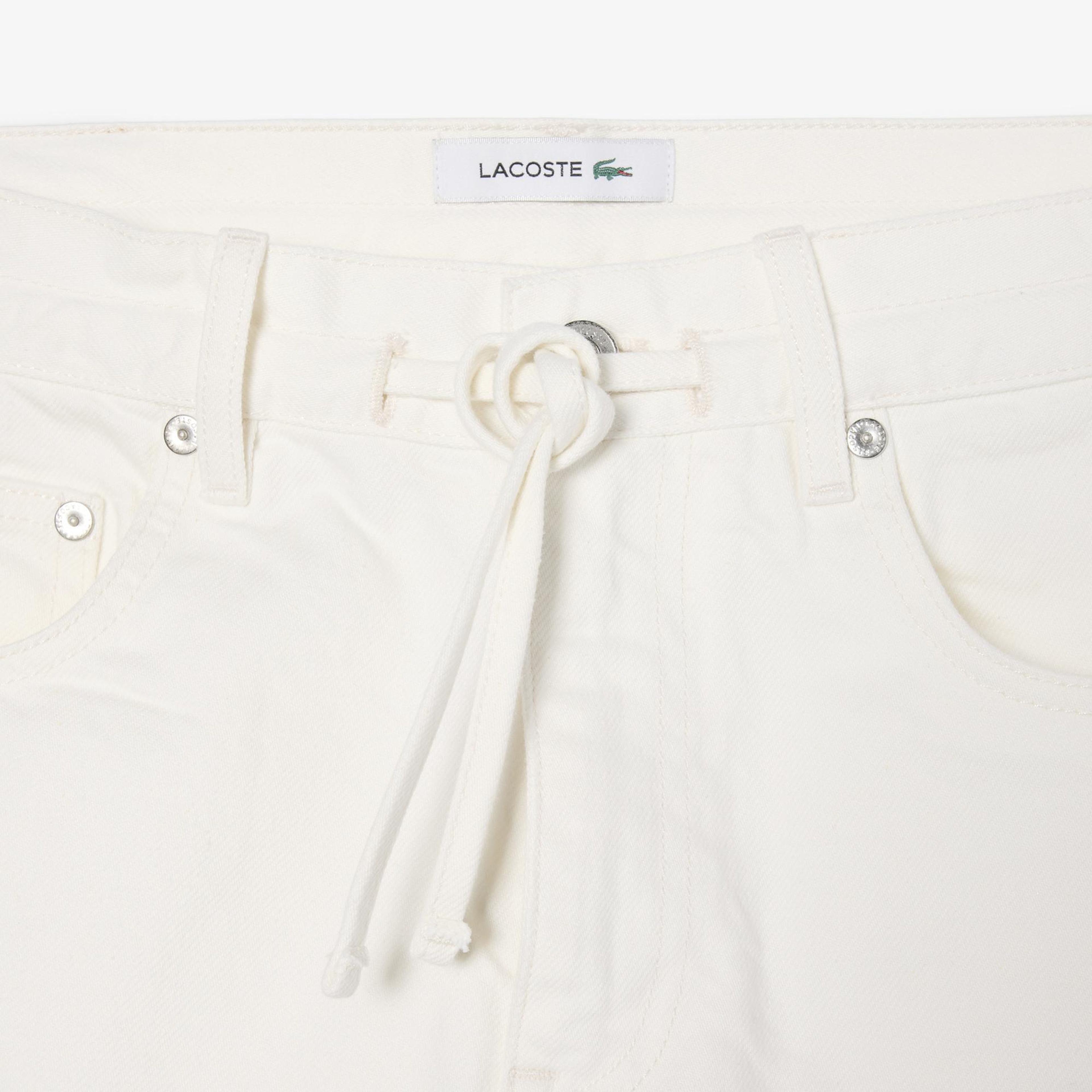 Lacoste Kadın Wide Leg Denim Beyaz Şort