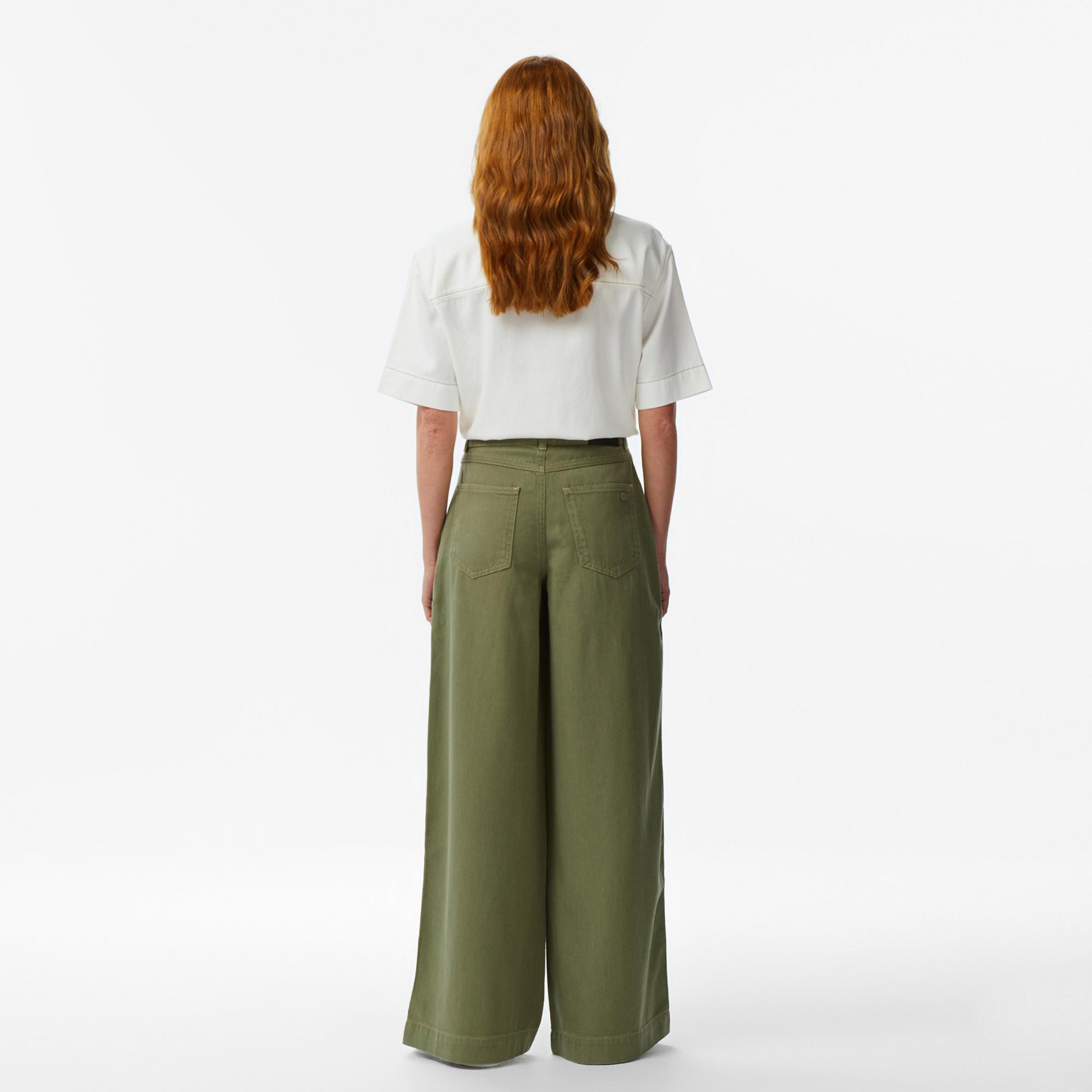 Lacoste Kadın Regular Fit Haki Jean Pantolon