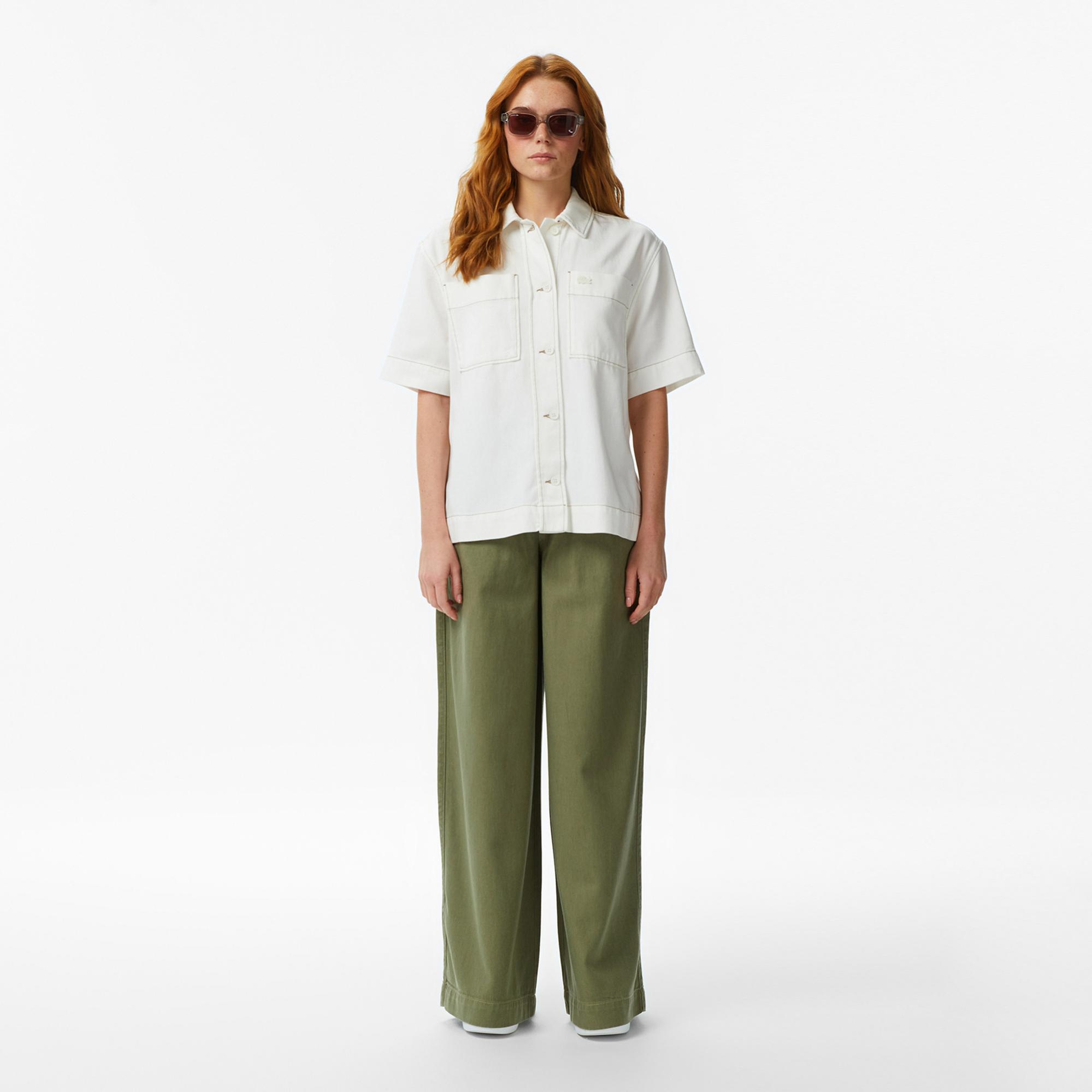 Lacoste Kadın Regular Fit Haki Jean Pantolon