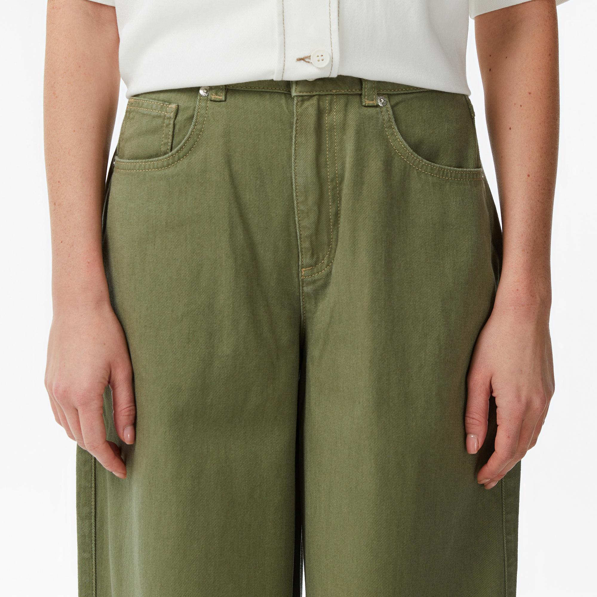 Lacoste Kadın Regular Fit Haki Jean Pantolon