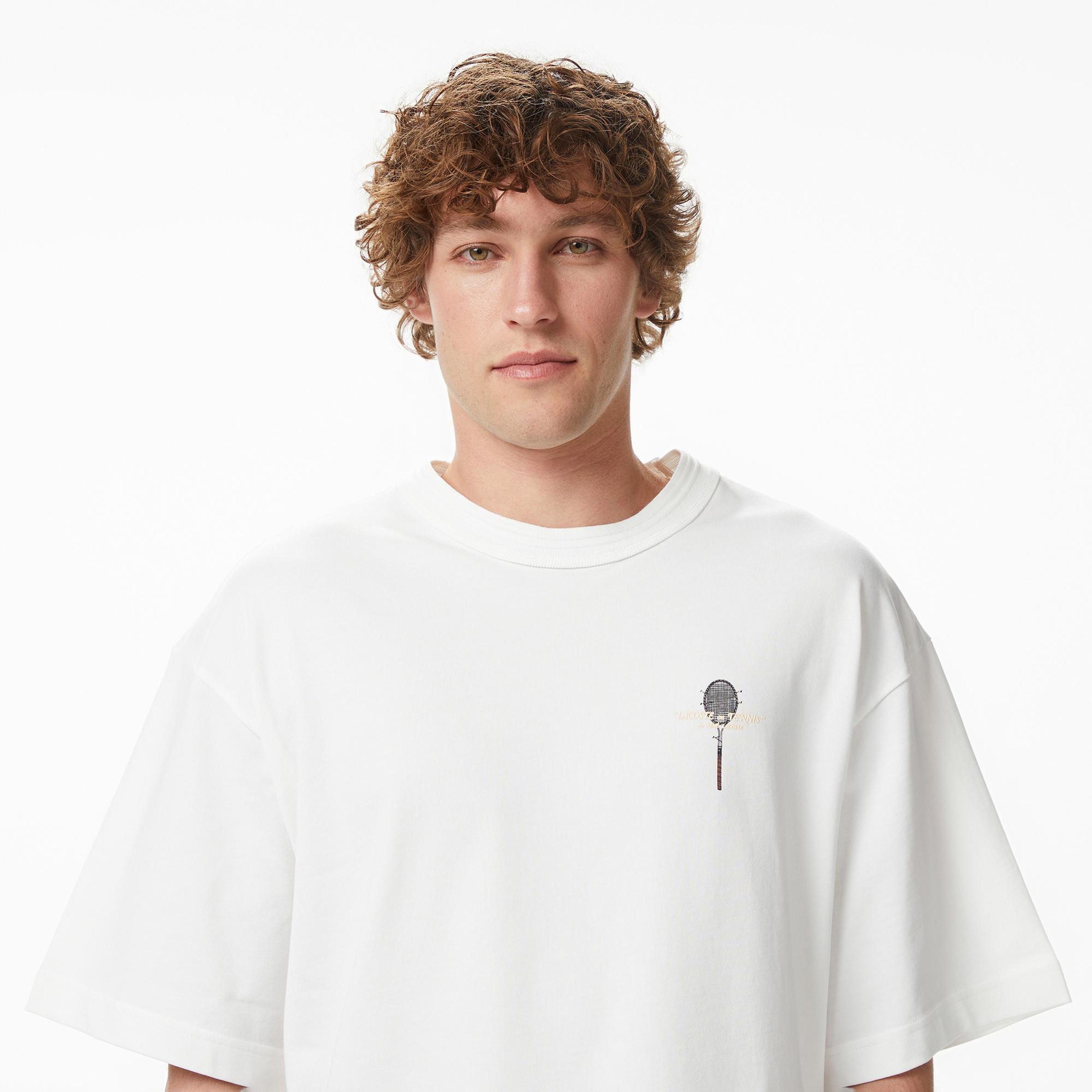 Lacoste Erkek Loose Fit Bisiklet Yaka Beyaz T-Shirt