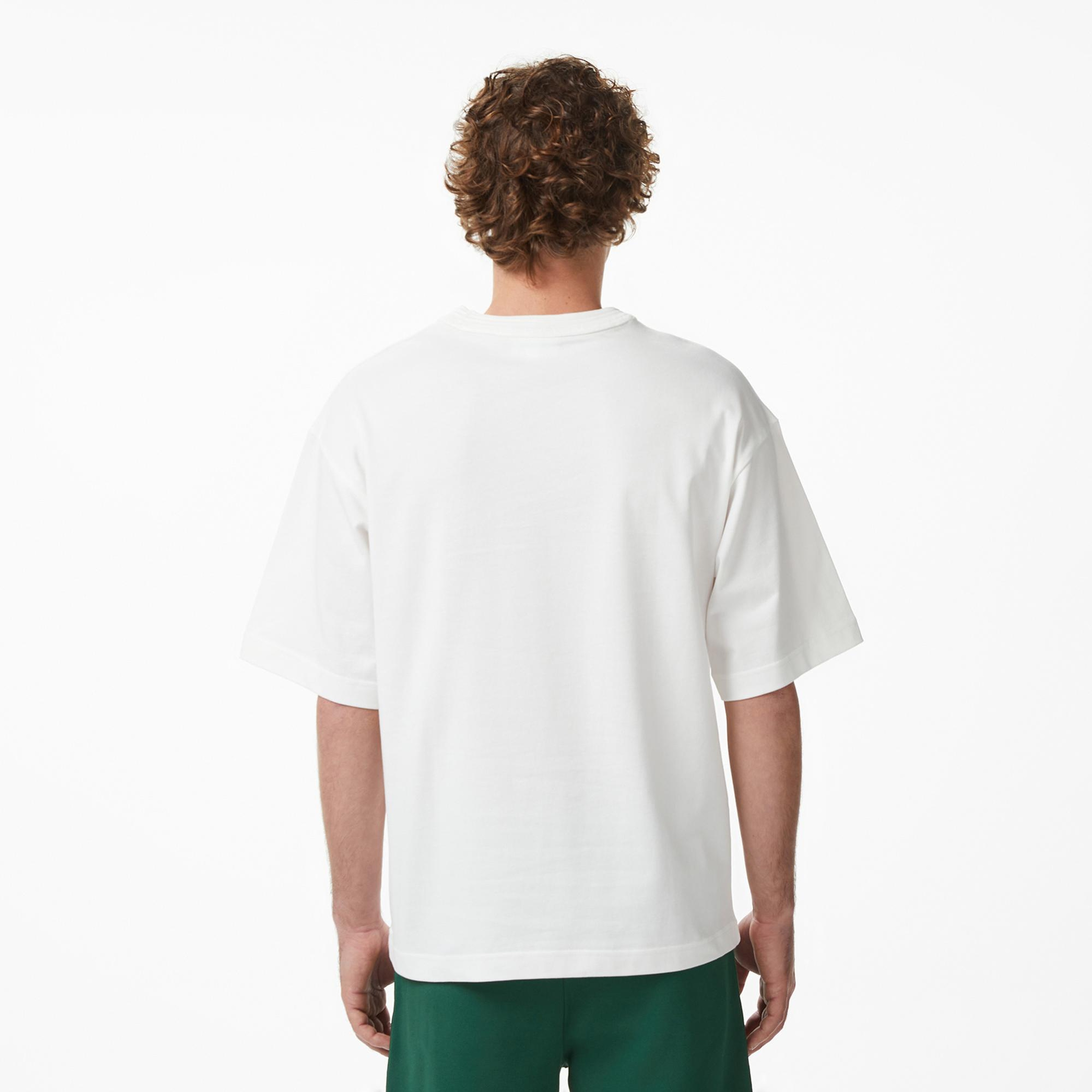 Lacoste Erkek Loose Fit Bisiklet Yaka Beyaz T-Shirt
