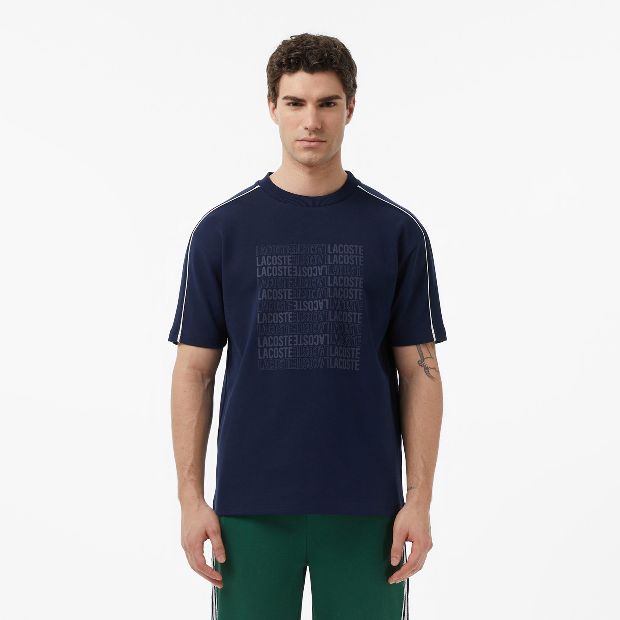 Lacoste Erkek Relaxed Fit Bisiklet Yaka Baskılı Lacivert T-Shirt