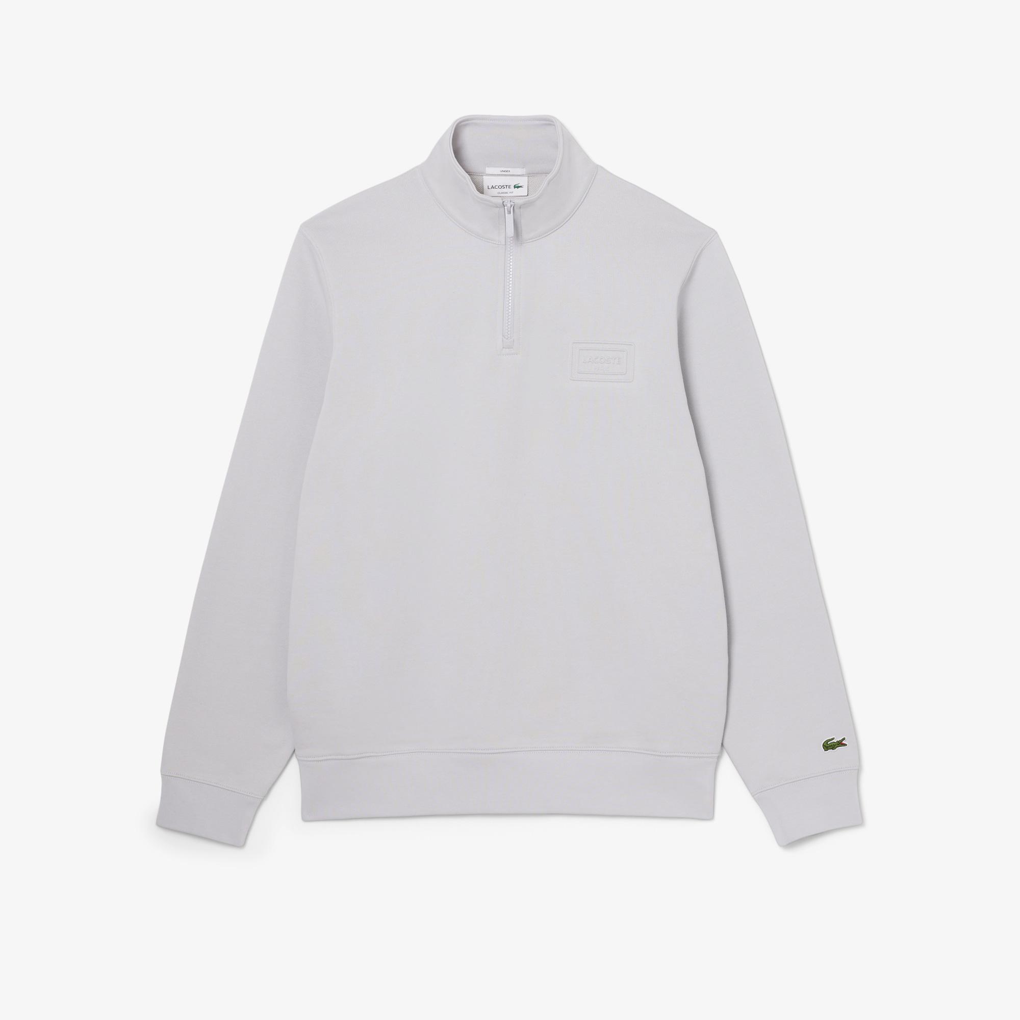 Lacoste Unisex Classic Fit Yarım Fermuarlı Gri Sweatshirt