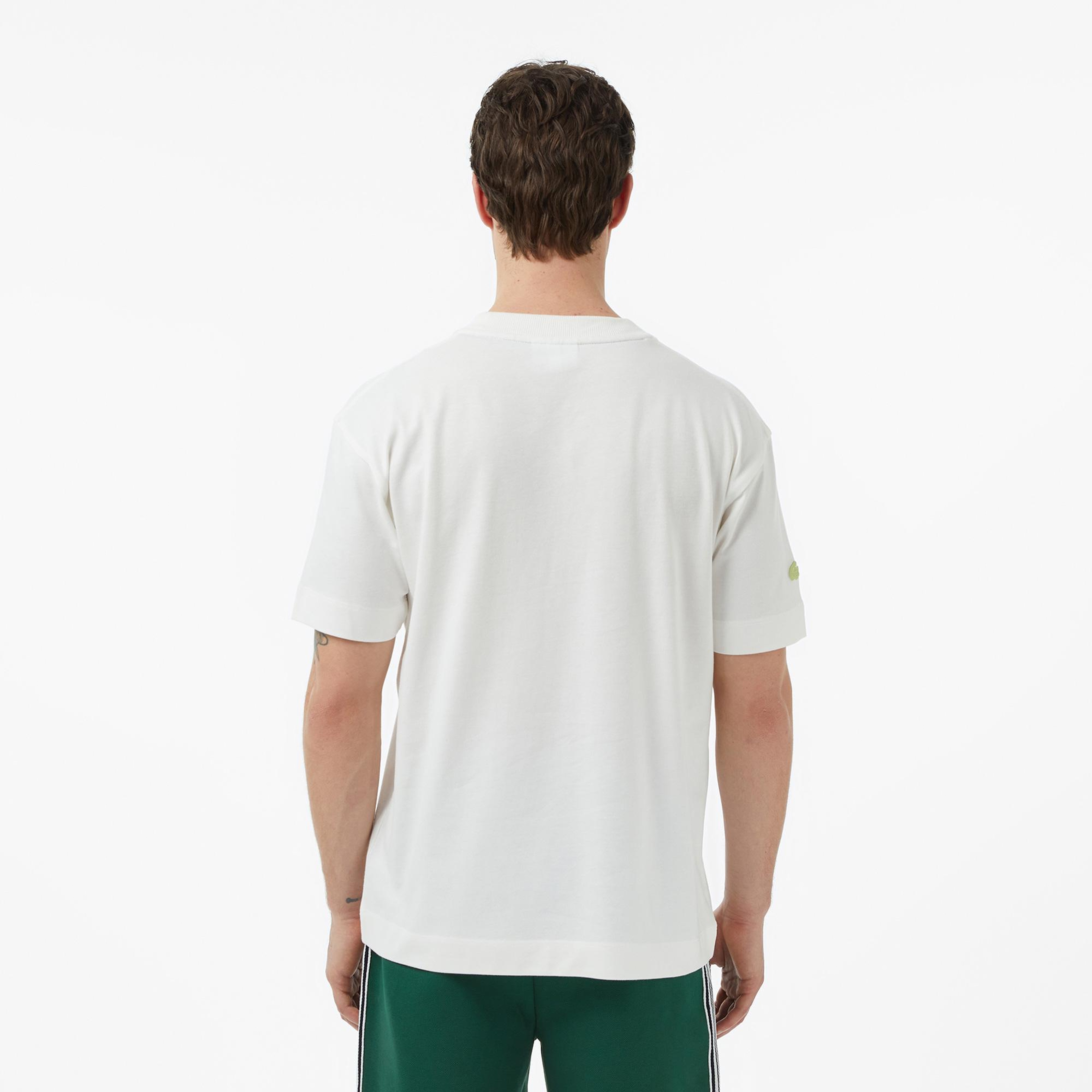 Lacoste Erkek Relaxed Fit Bisiklet Yaka Krem T-Shirt