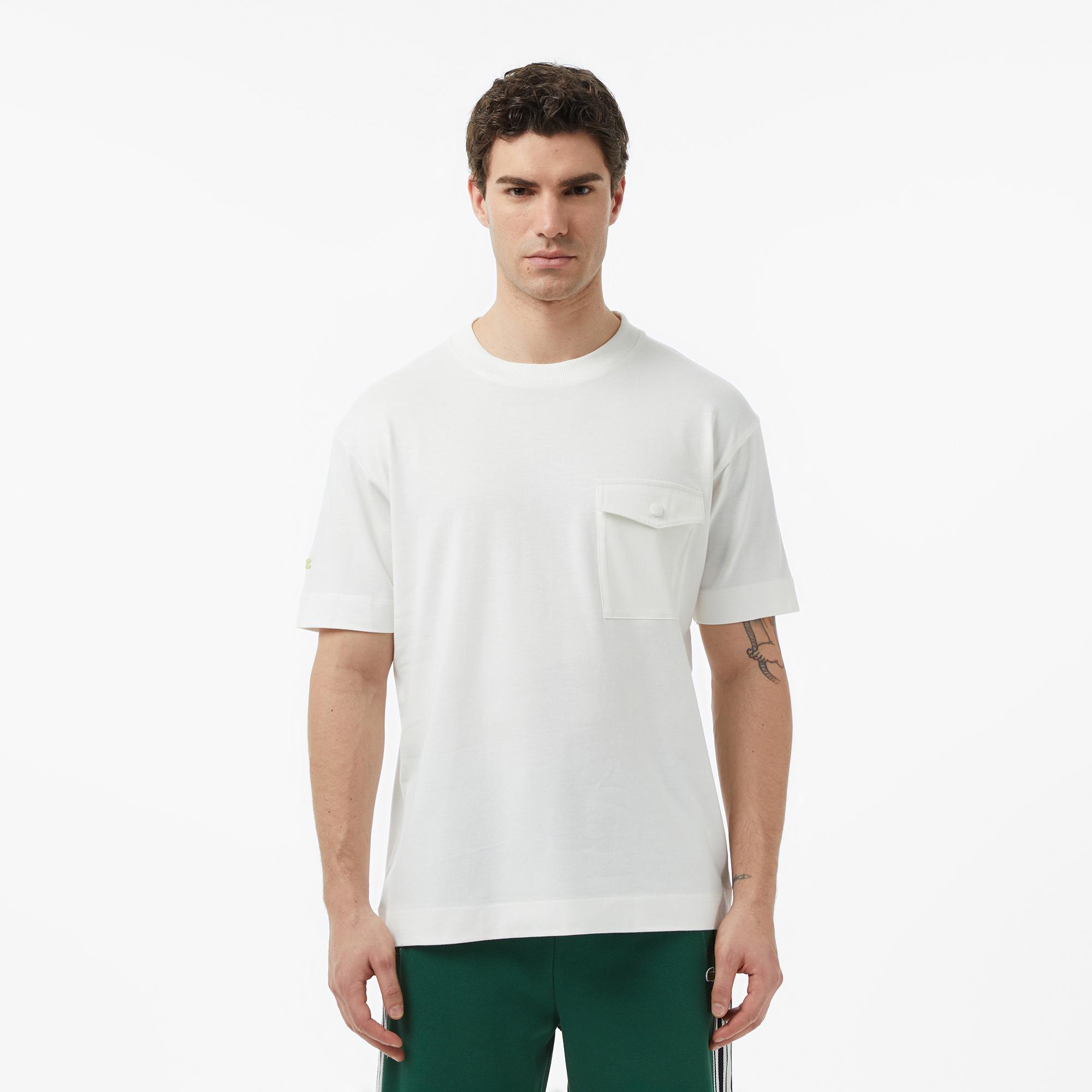 Lacoste Erkek Relaxed Fit Bisiklet Yaka Krem T-Shirt