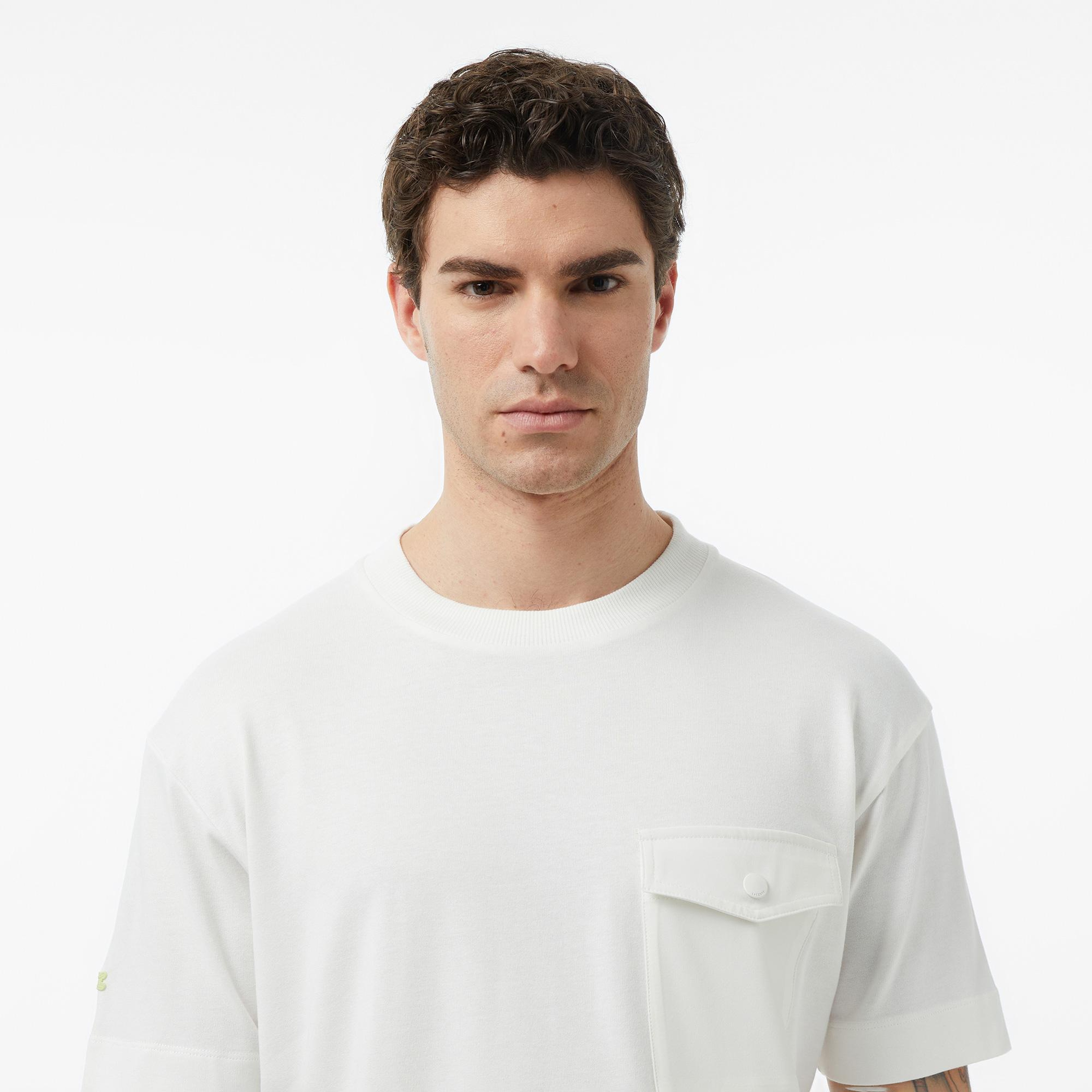Lacoste Erkek Relaxed Fit Bisiklet Yaka Krem T-Shirt