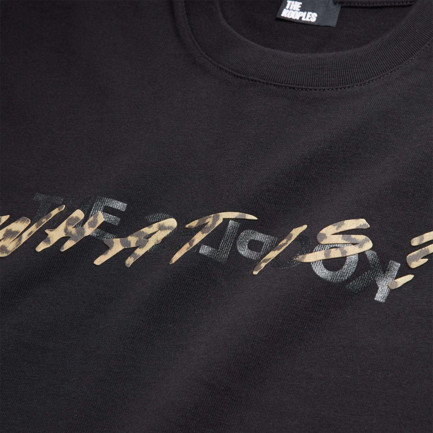 The Kooples Kadın Bisiklet Yaka Baskılı Siyah T-Shirt