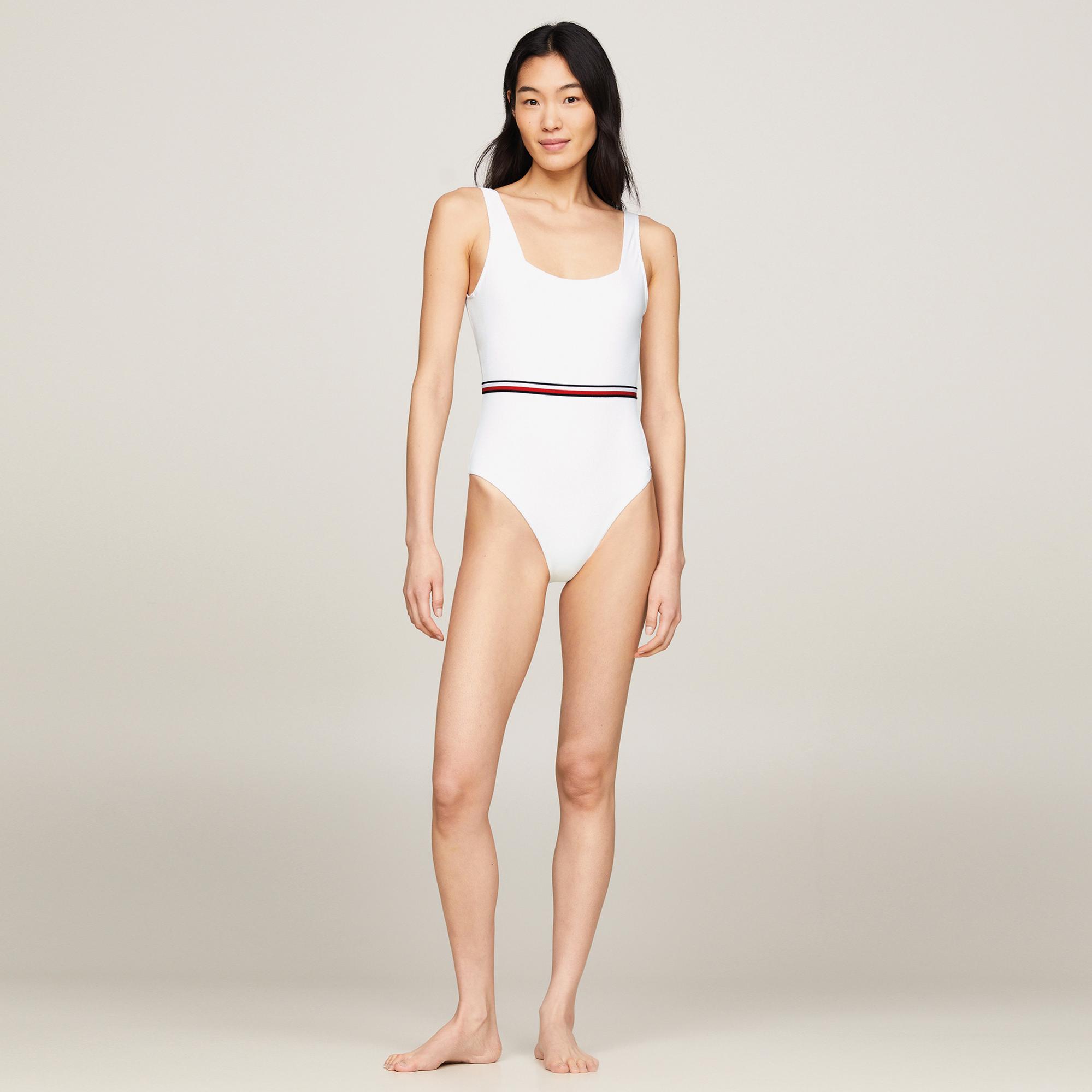 Tommy Hilfiger Square Neck Kadın Beyaz Mayo