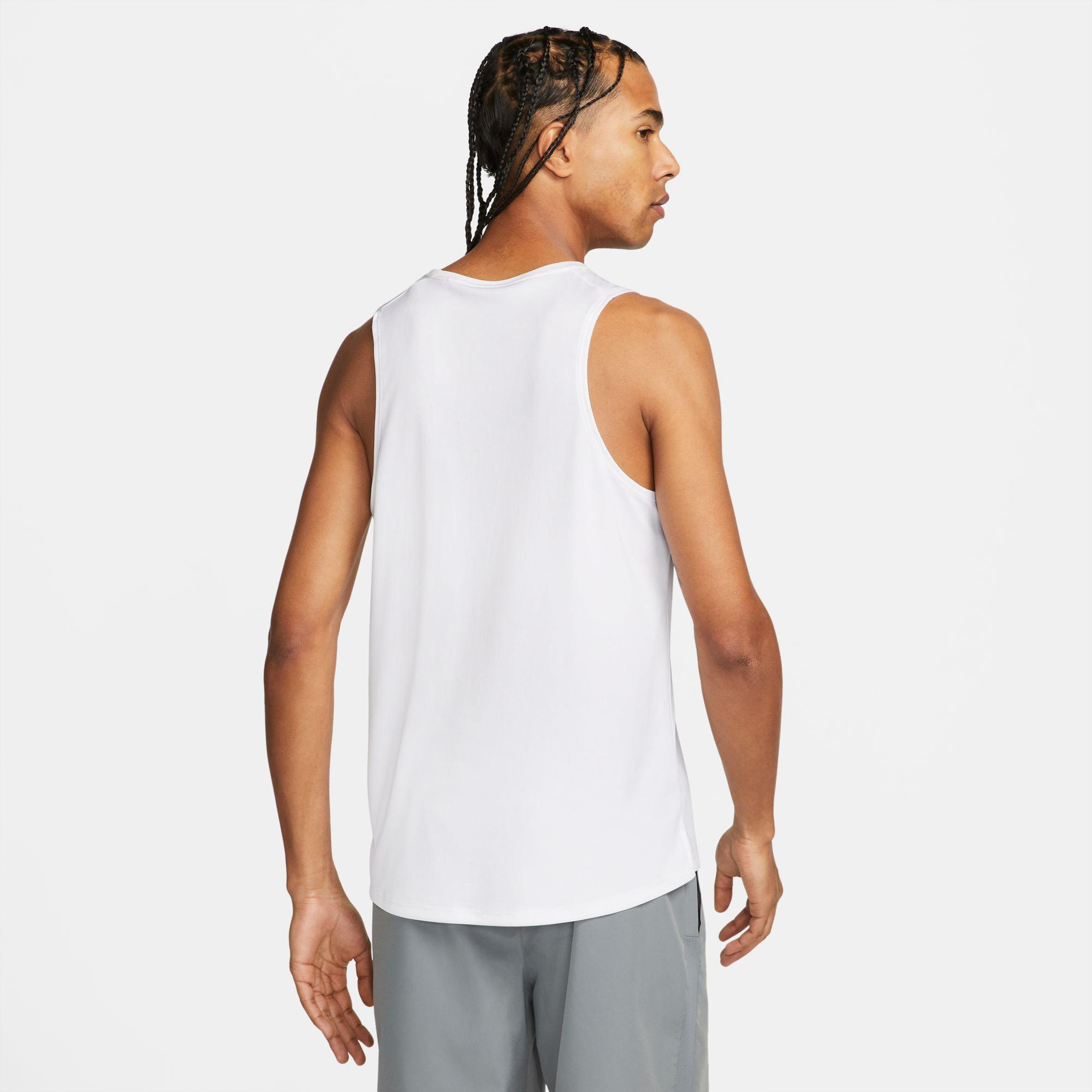 Nike Dri-Fıt Miler Tank Erkek Beyaz Kolsuz T-Shirt