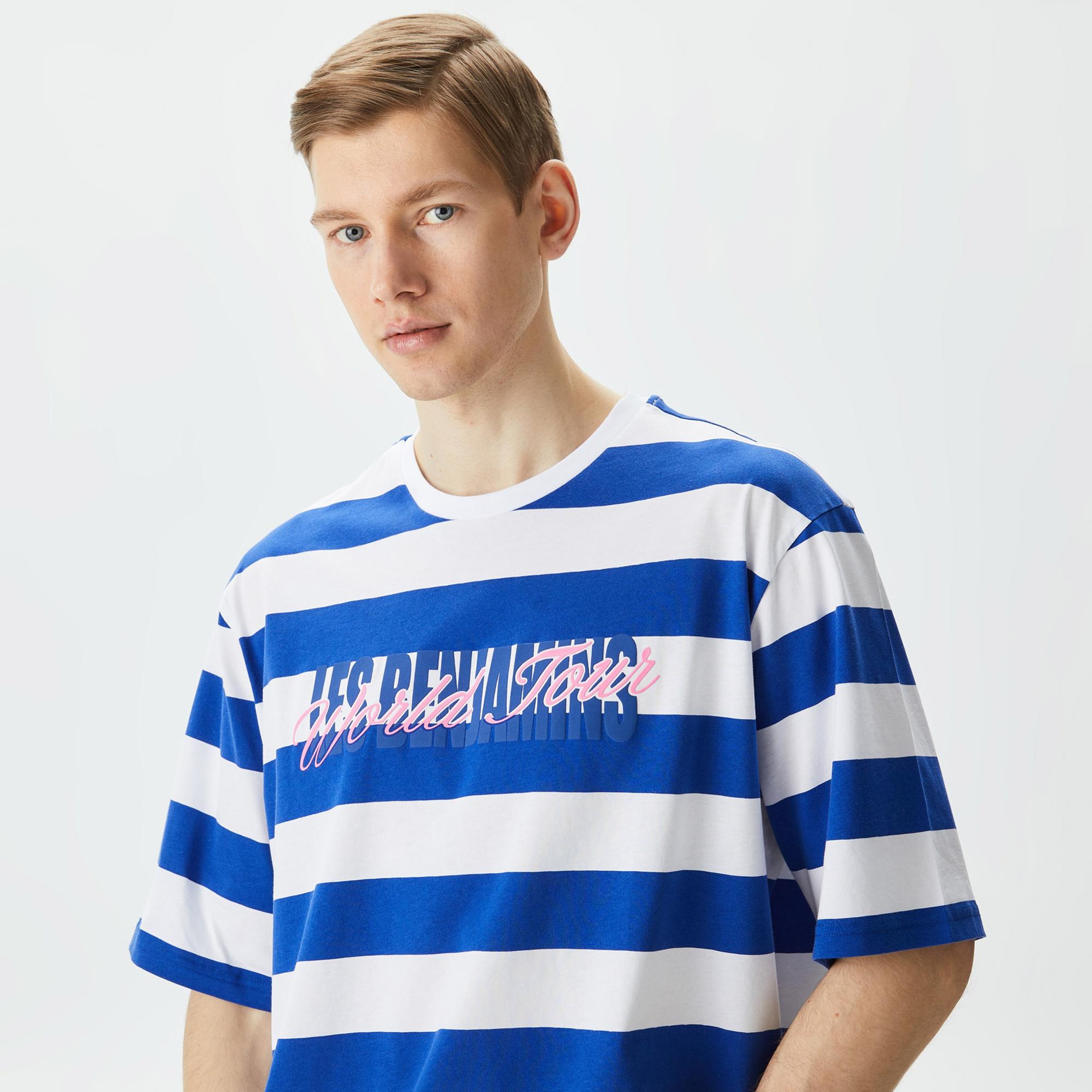 Les Benjamins Kısmet Voyage East To West 029 Erkek Mavi/Beyaz T-Shirt