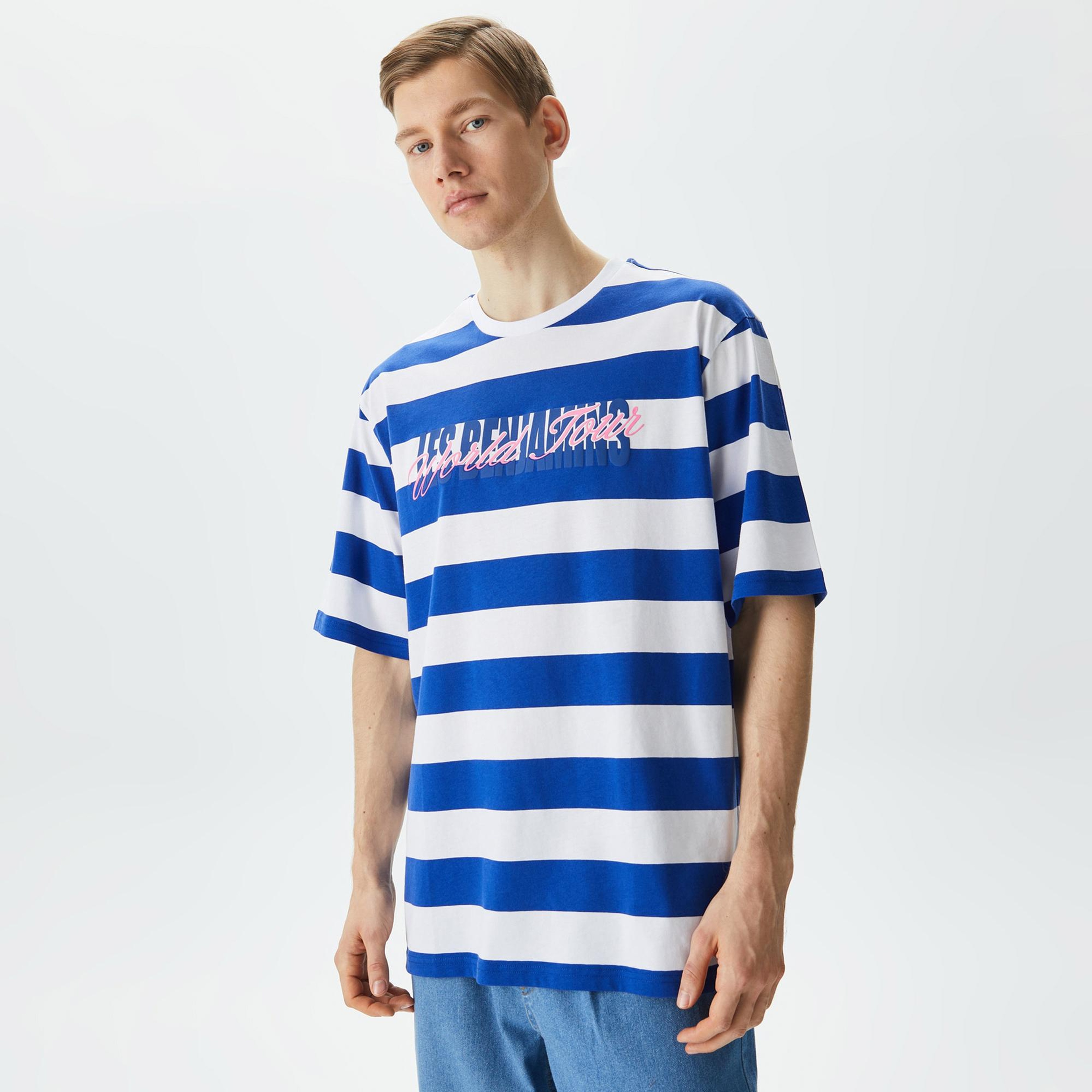 Les Benjamins Kısmet Voyage East To West 029 Erkek Mavi/Beyaz T-Shirt