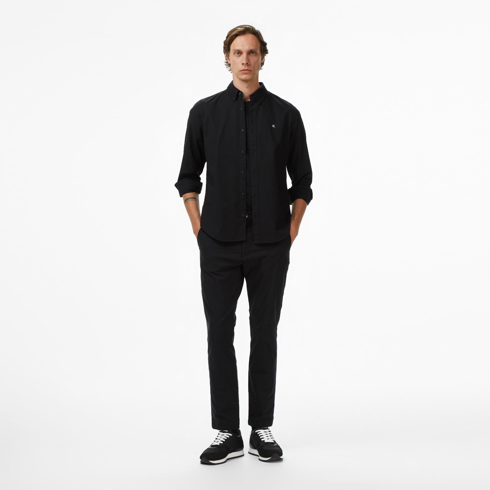 Calvin Klein Solid Oxford Classic Erkek Siyah Gömlek
