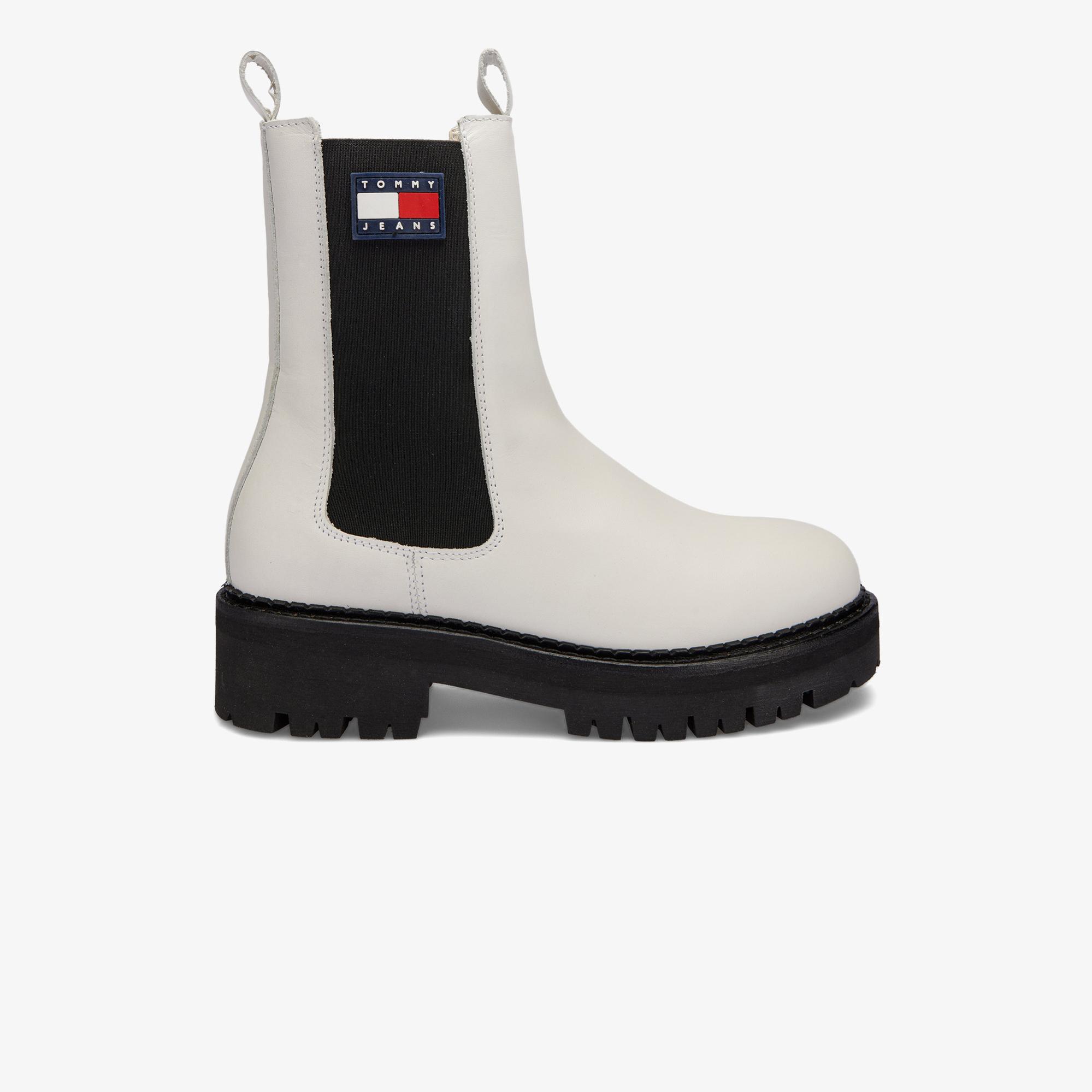 Tommy Hilfiger Jeans Urban Chelsea Kadın Beyaz Yağmur Botu