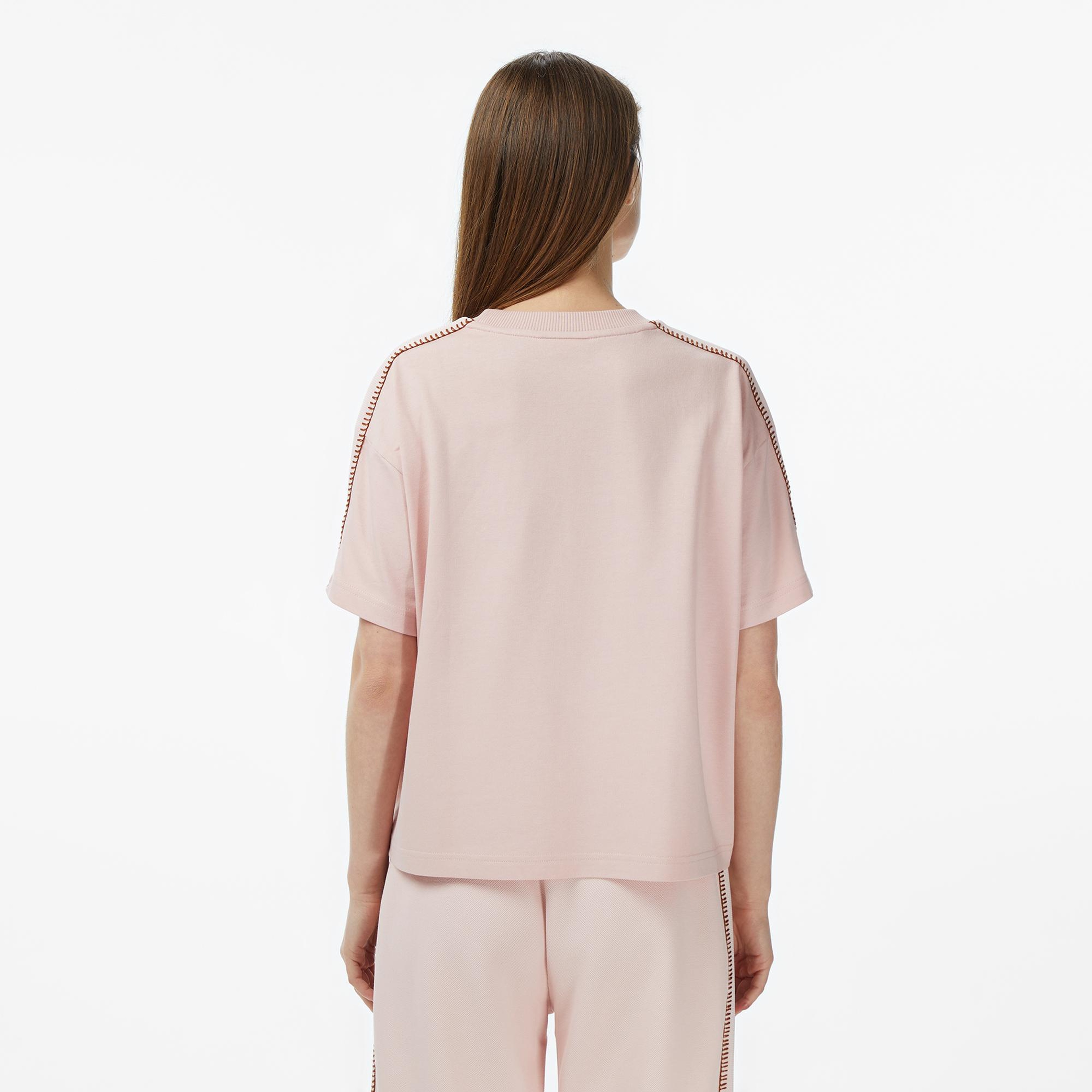 Lacoste Kadın Loose Fit Bisiklet Yaka Açık Pembe T-Shirt