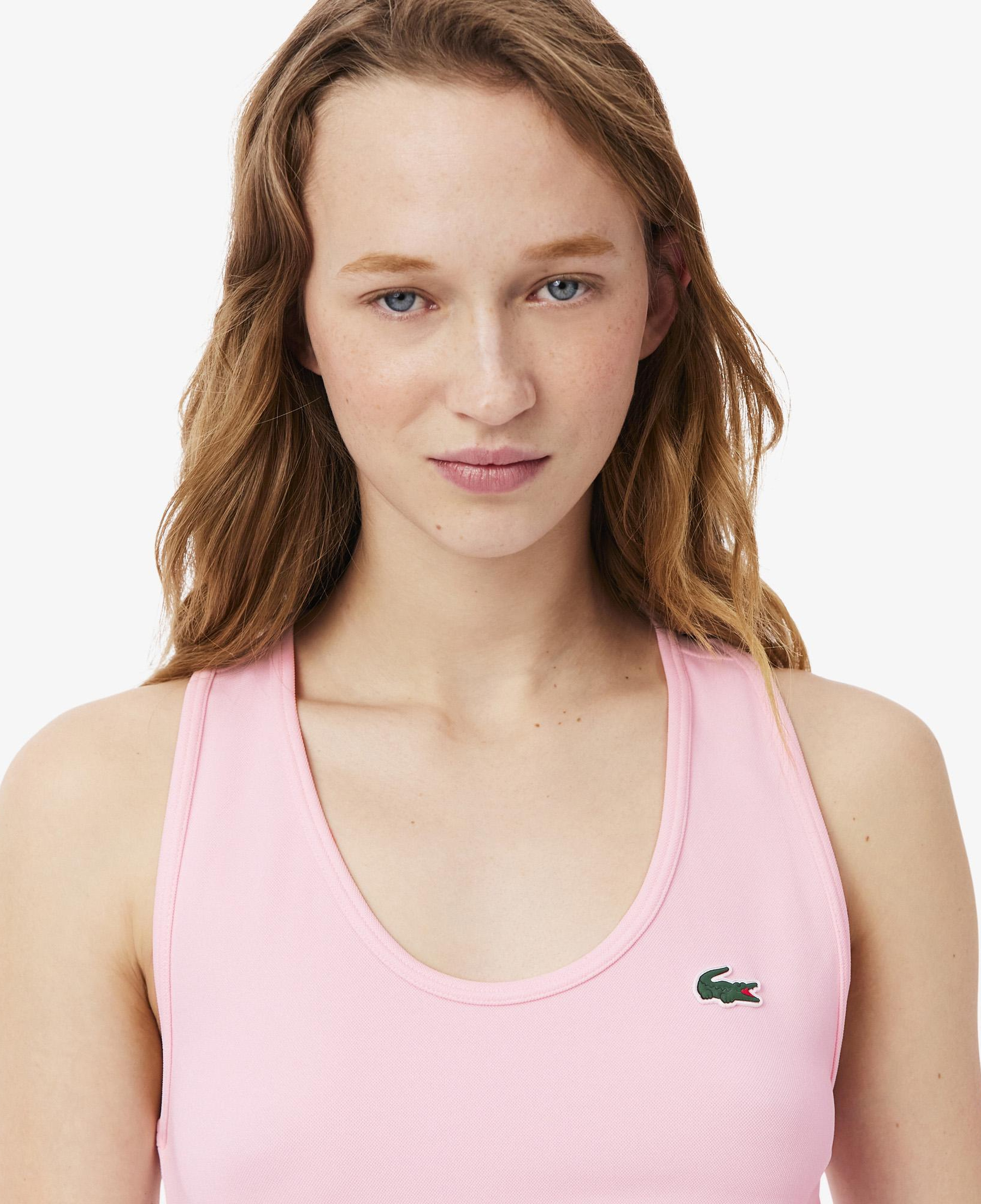 Lacoste Kadın Slim Fit Kolsuz Bisiklet Yaka Pembe T-Shirt