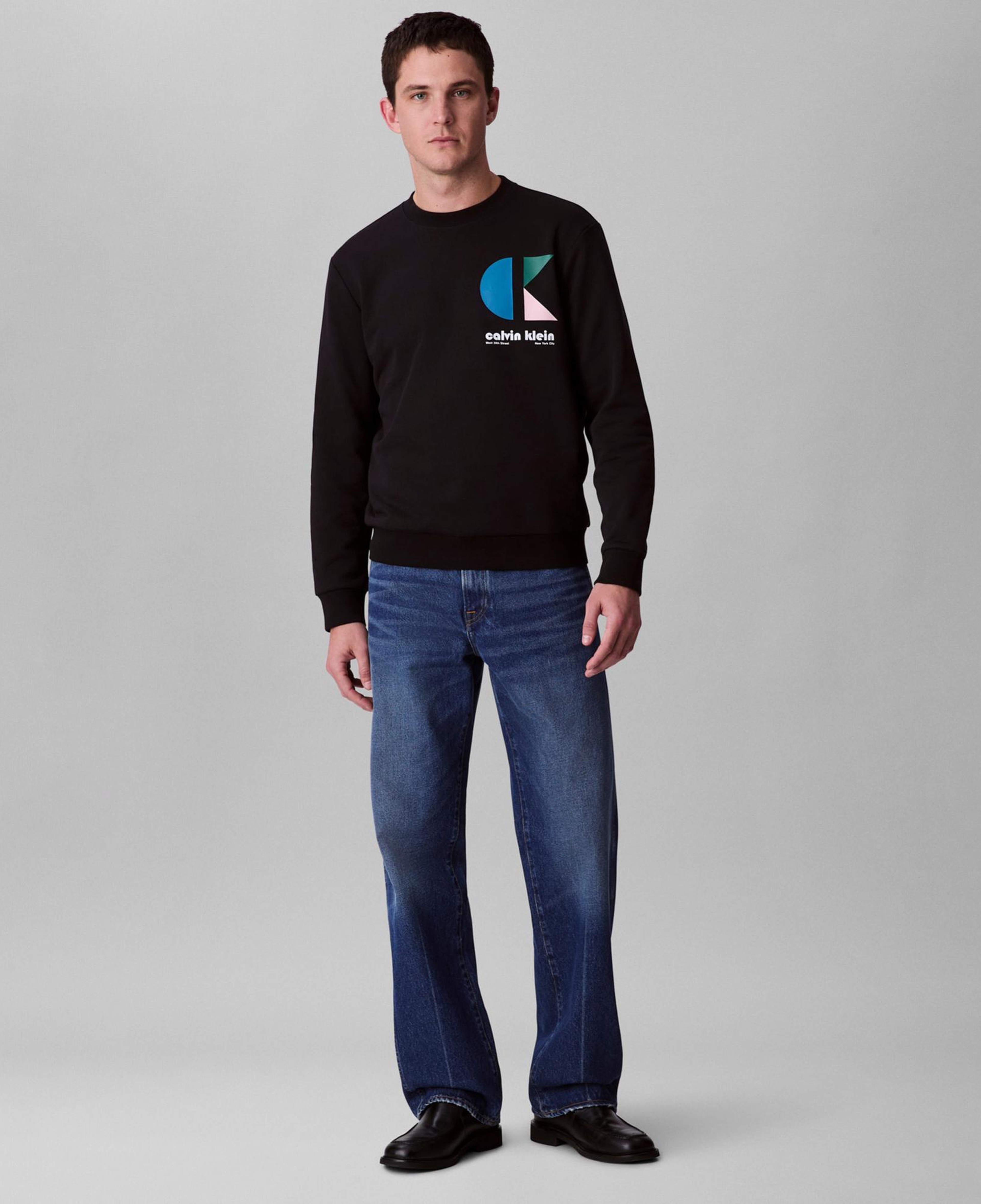 Calvin Klein Terry Bauhaus Logo Erkek Siyah Sweatshirt