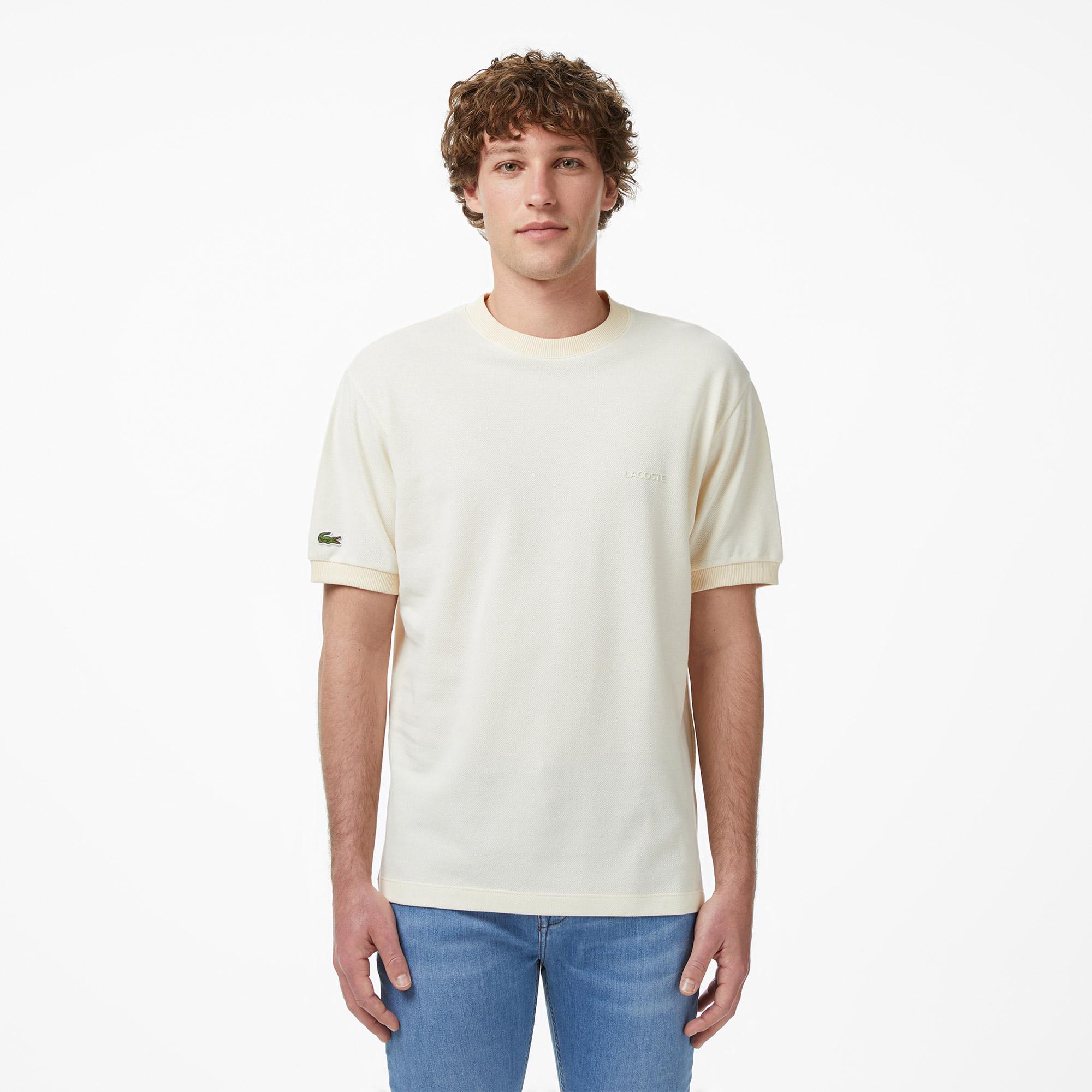 Lacoste Erkek Relaxed Fit Bisiklet Yaka Bej T-Shirt