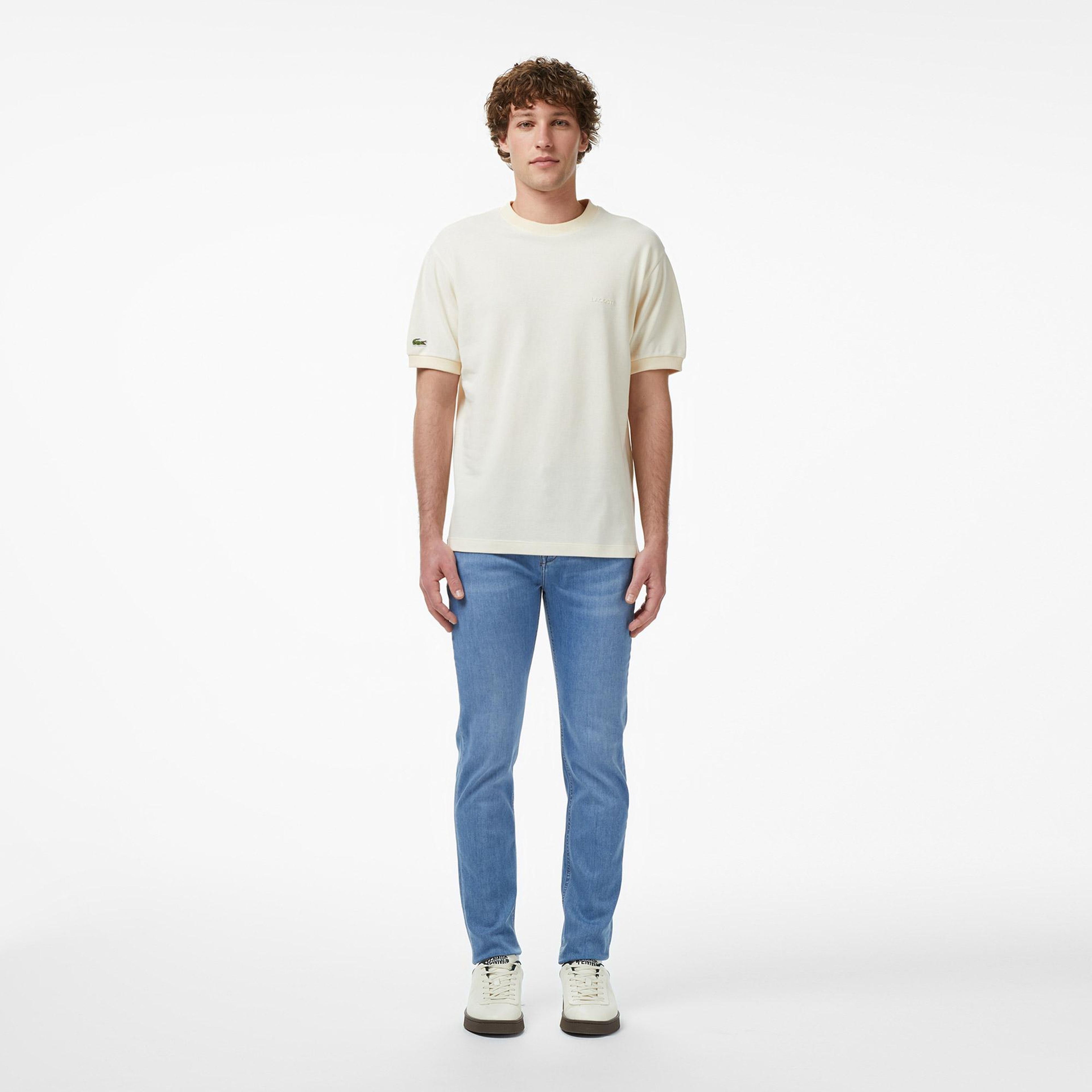 Lacoste Erkek Relaxed Fit Bisiklet Yaka Bej T-Shirt