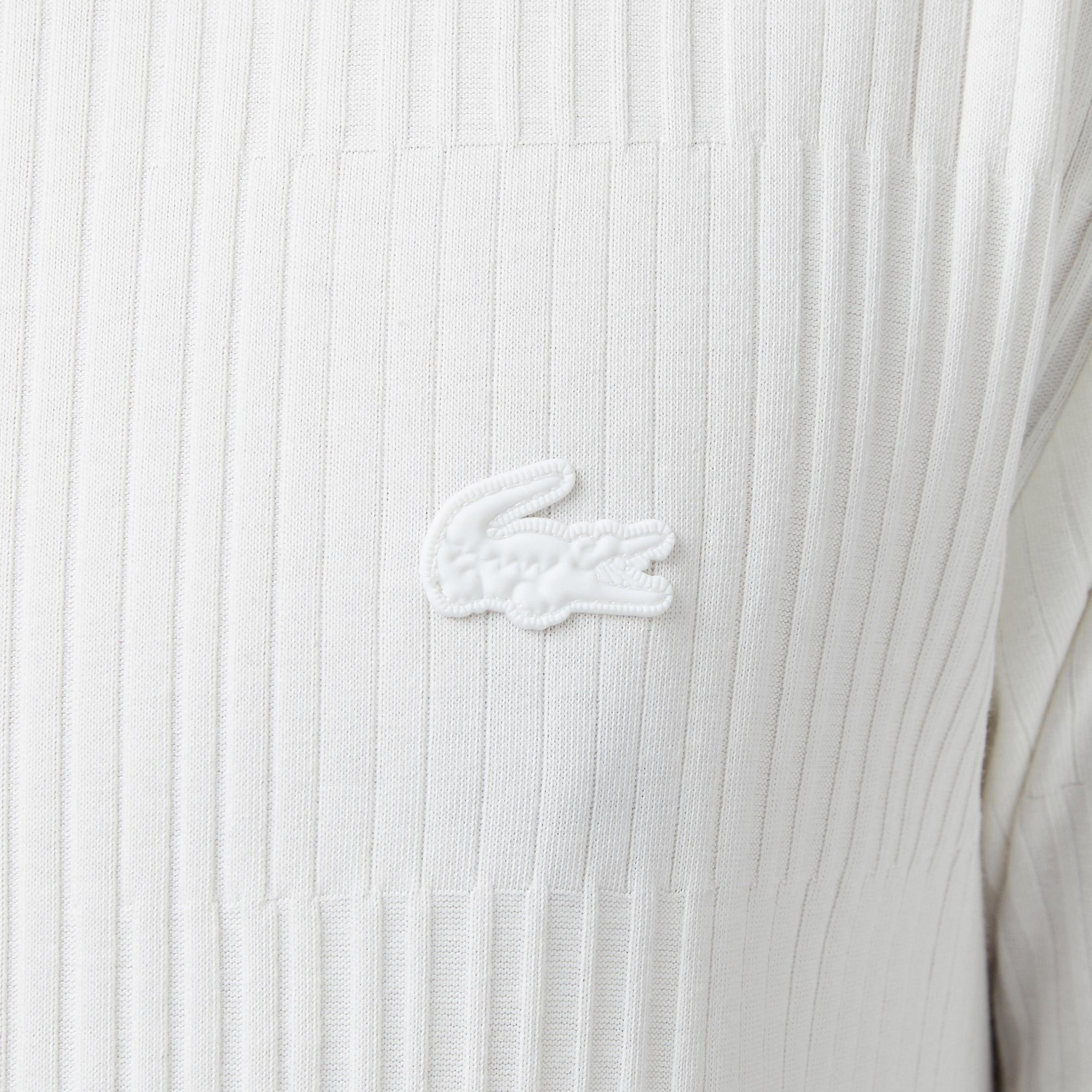 Lacoste Erkek Regular Fit Bisiklet Yaka Çizgili Beyaz T-Shirt