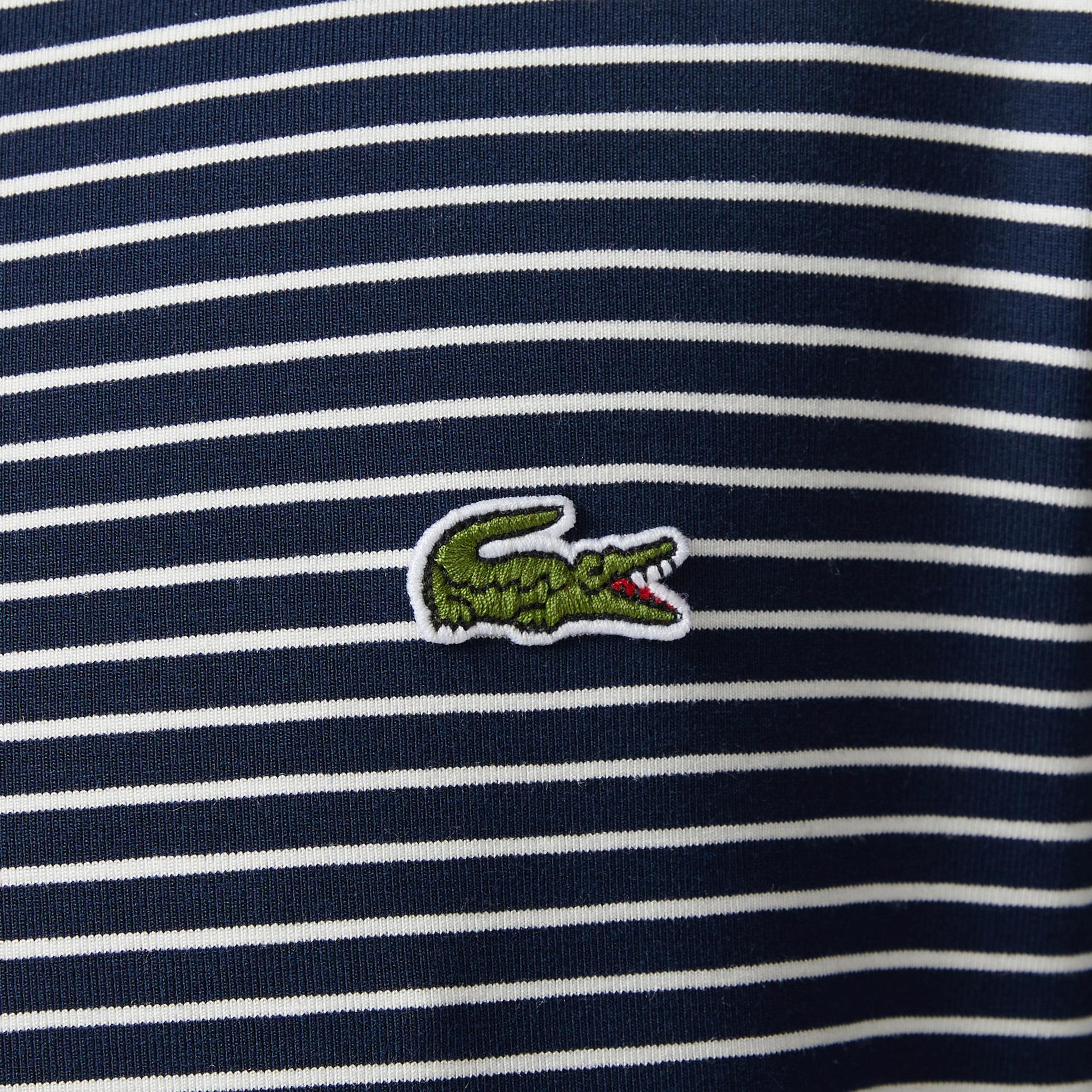 Lacoste Erkek Regular Fit Bisiklet Yaka Çizgili Lacivert T-Shirt