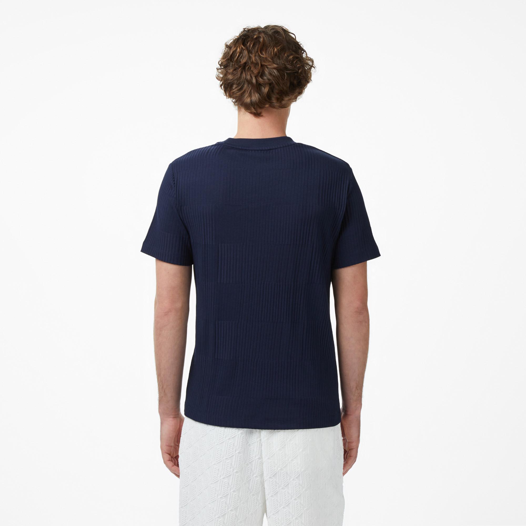 Lacoste Erkek Regular Fit Bisiklet Yaka Çizgili Lacivert T-Shirt