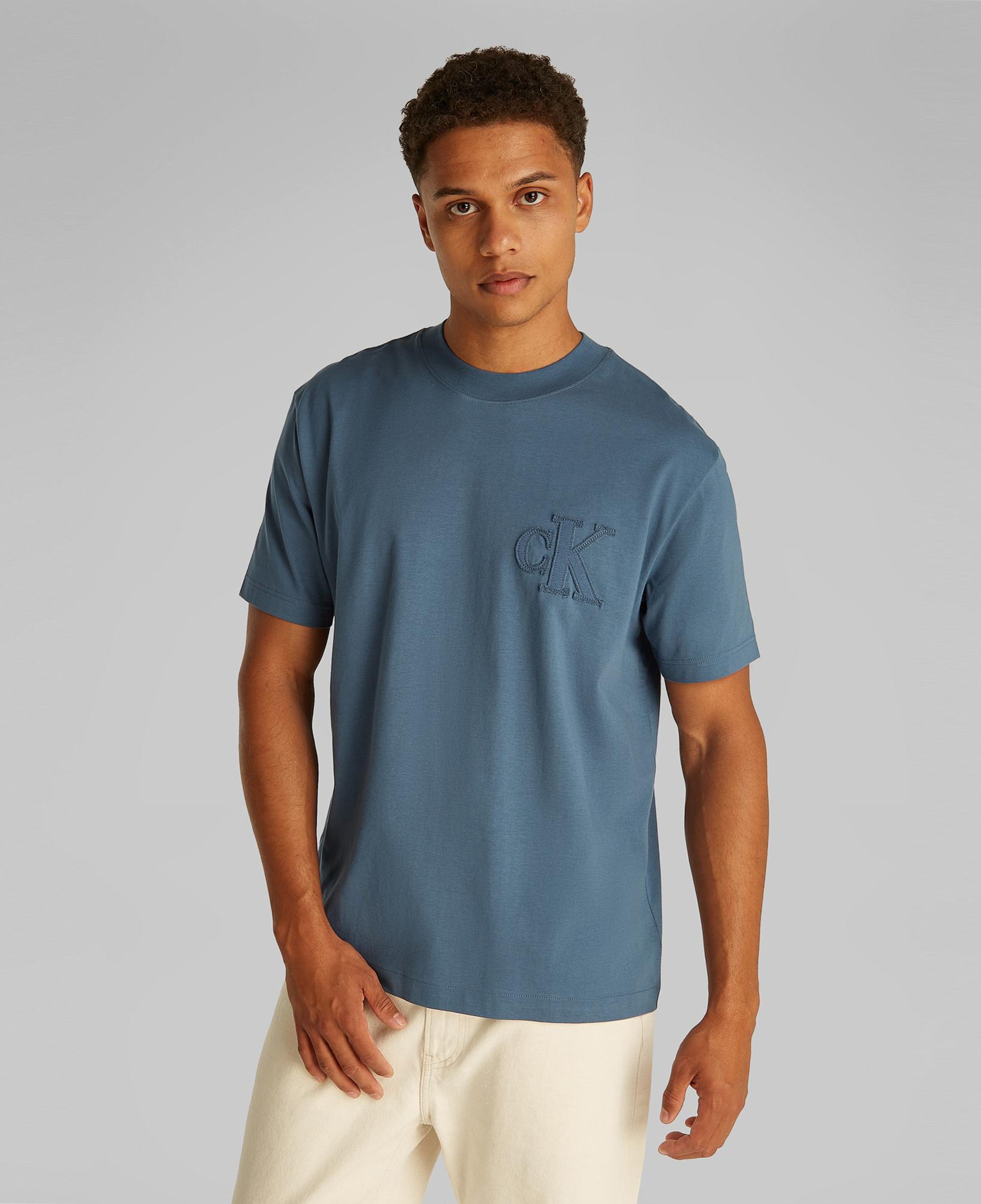 Calvin Klein Applique Erkek Mavi T-Shirt