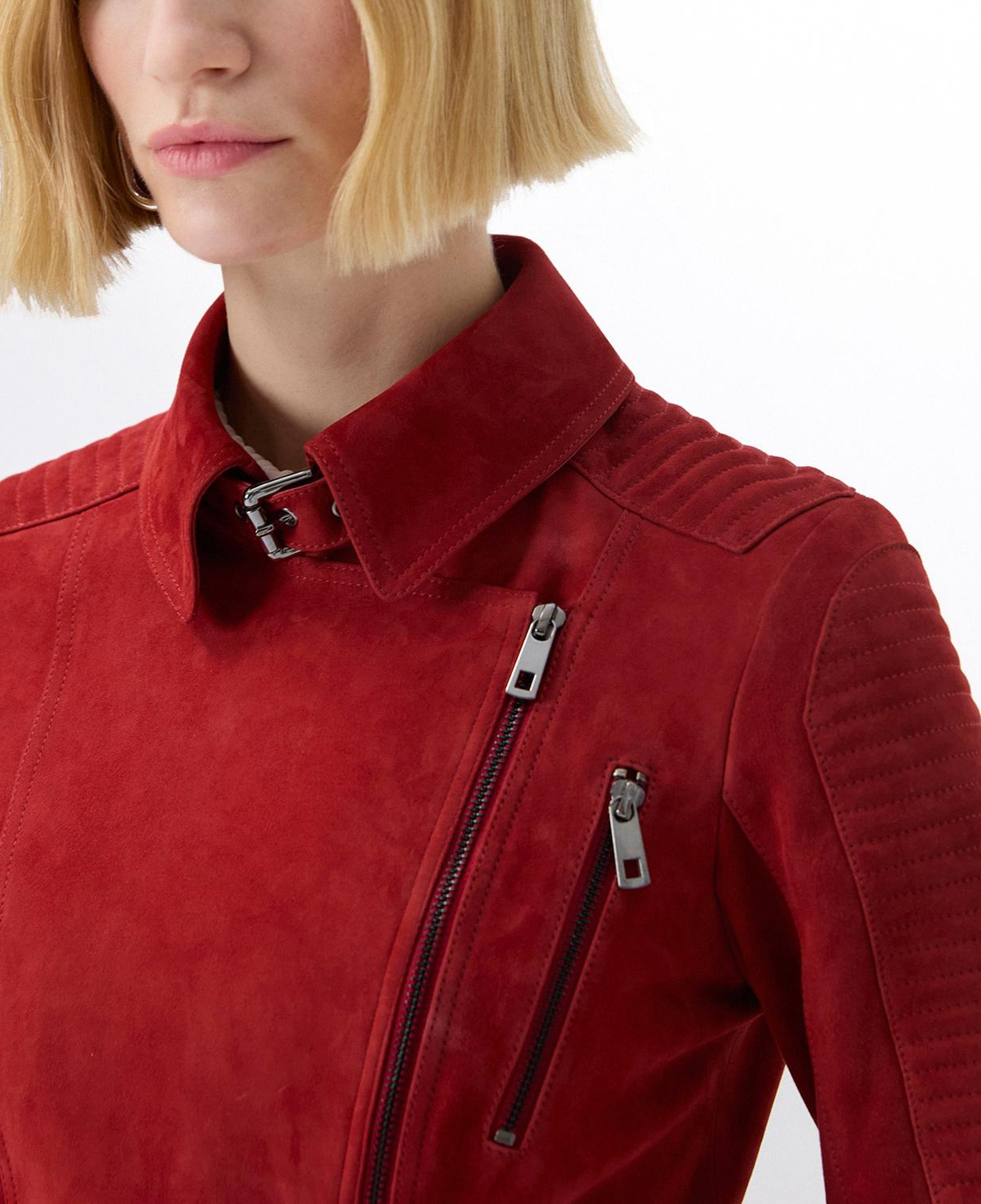 Kadın Kırmızı Süet Deri Ceket