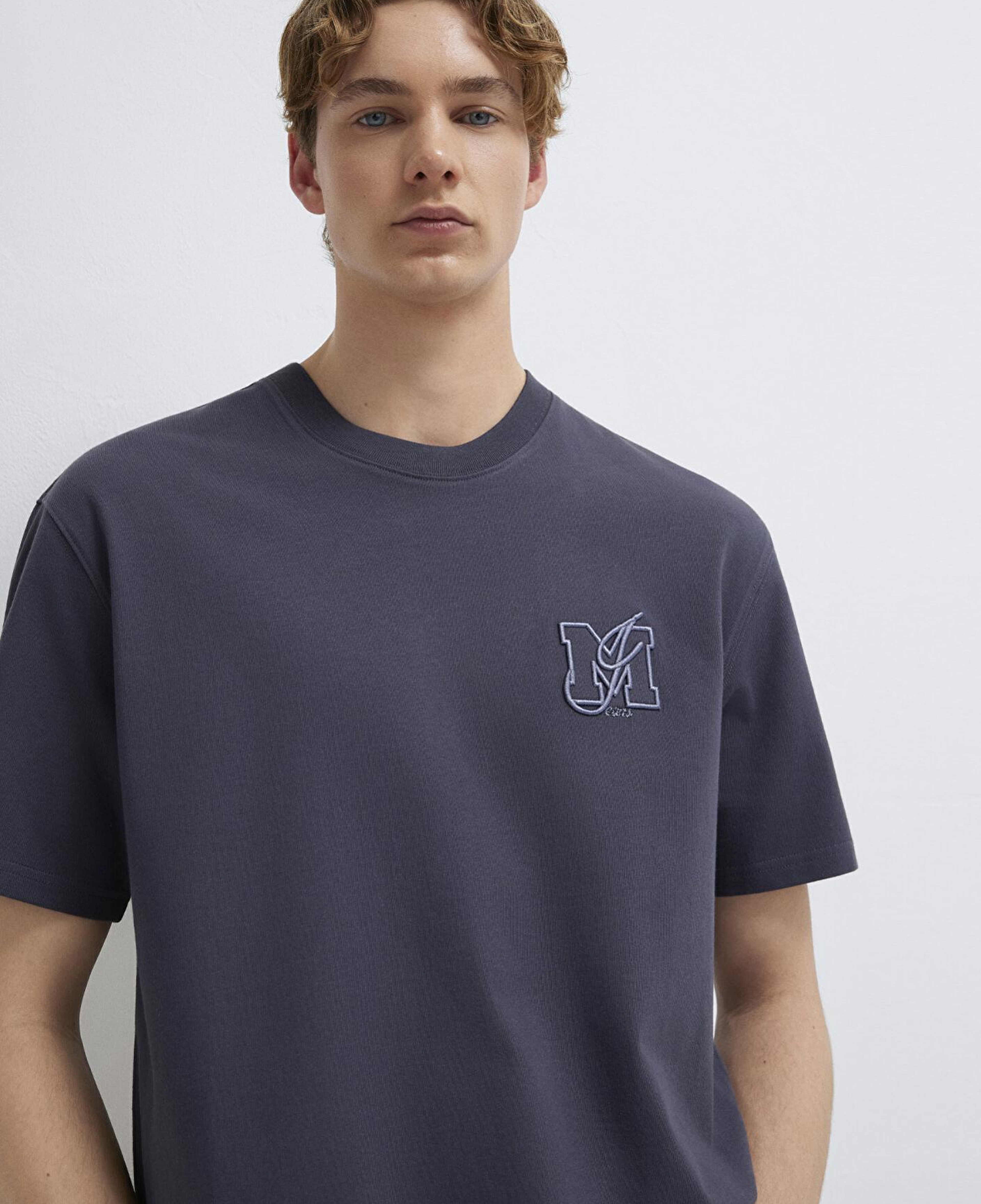 Mavi MJ Logo Detaylı Gri Tişört Loose Fit / Bol Rahat Kesim 0612885-70101