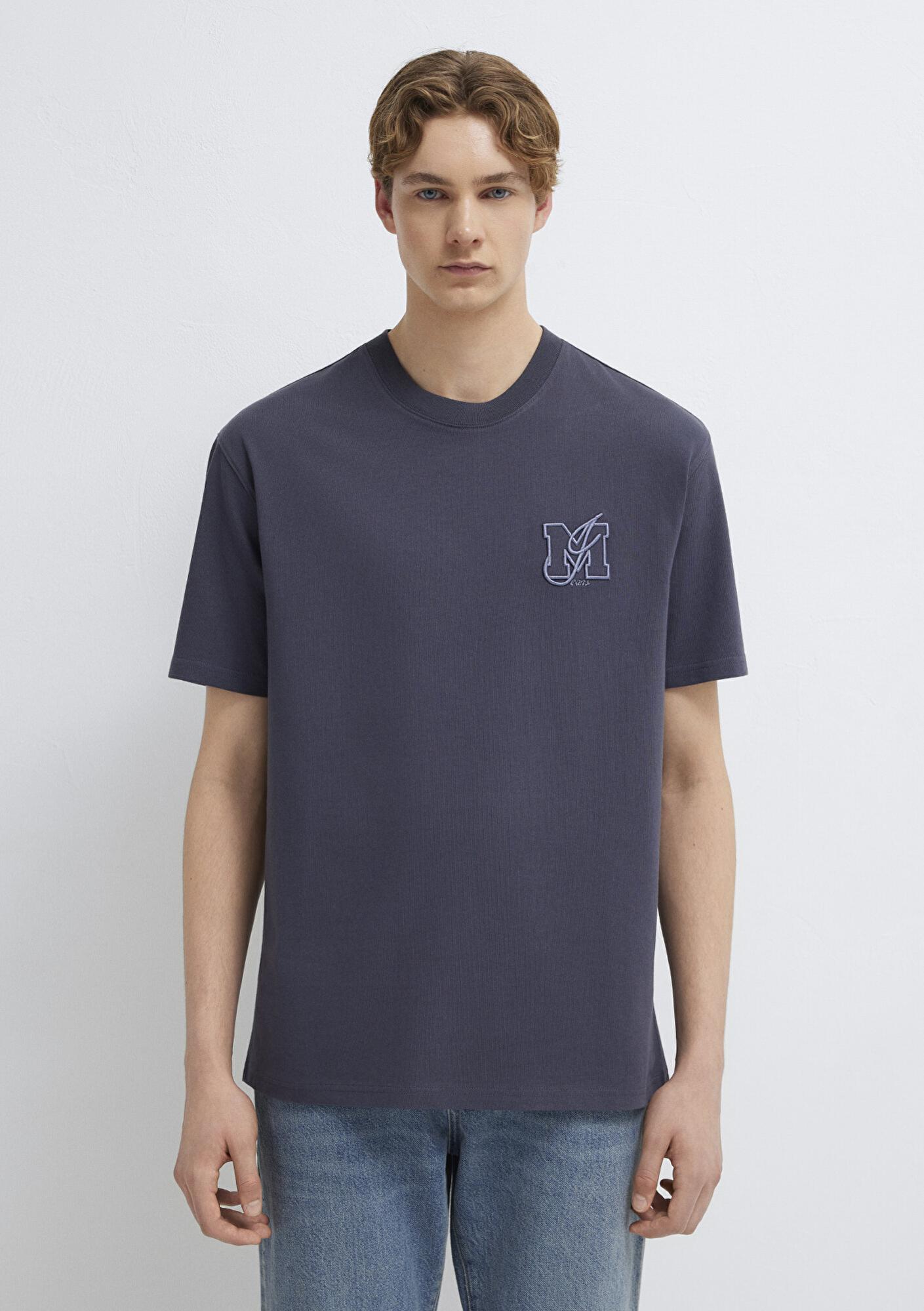 Mavi MJ Logo Detaylı Gri Tişört Loose Fit / Bol Rahat Kesim 0612885-70101