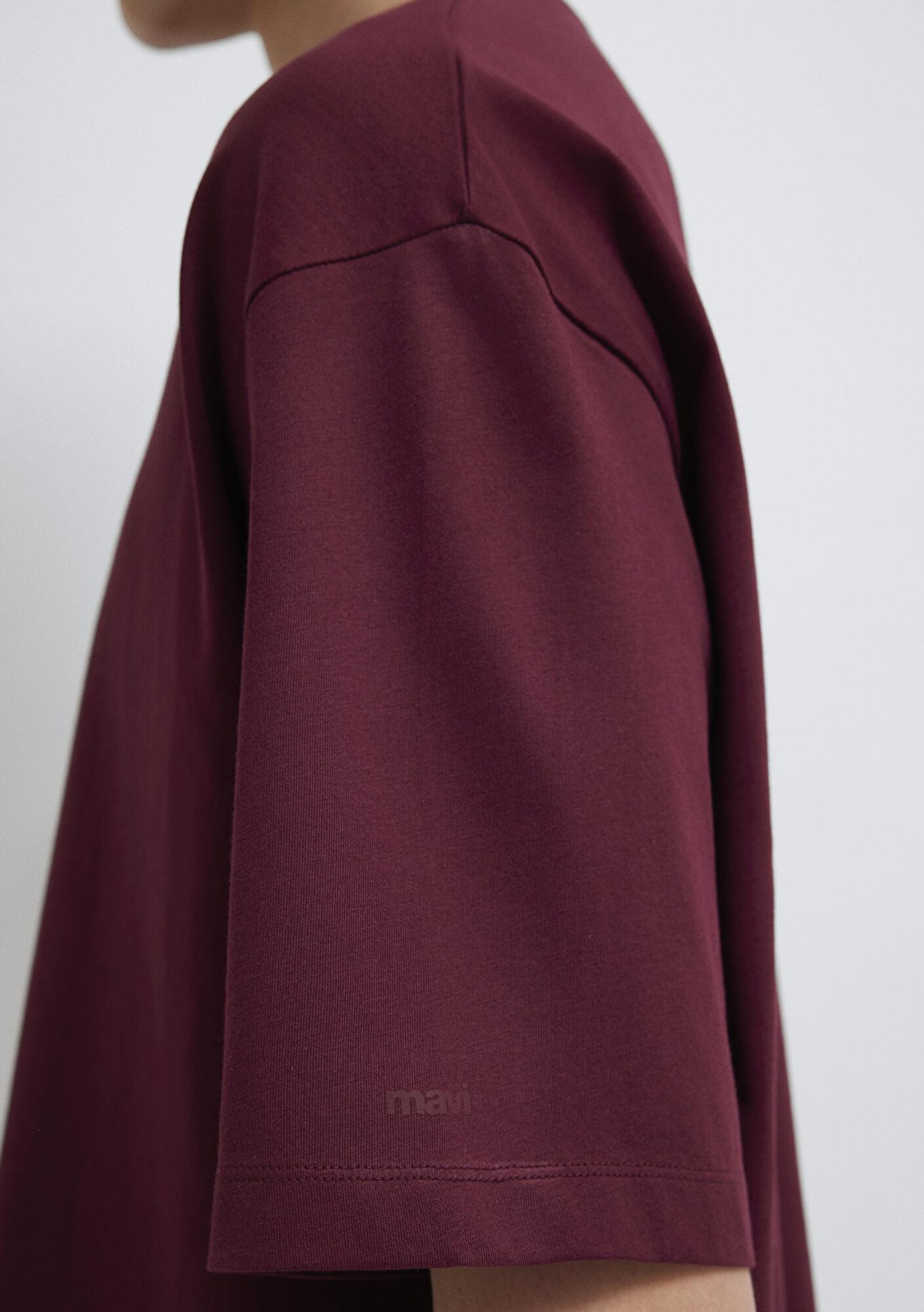 Mavi İstanbul Baskılı Bordo Tişört Oversize / Geniş Kesim 0613591-70426