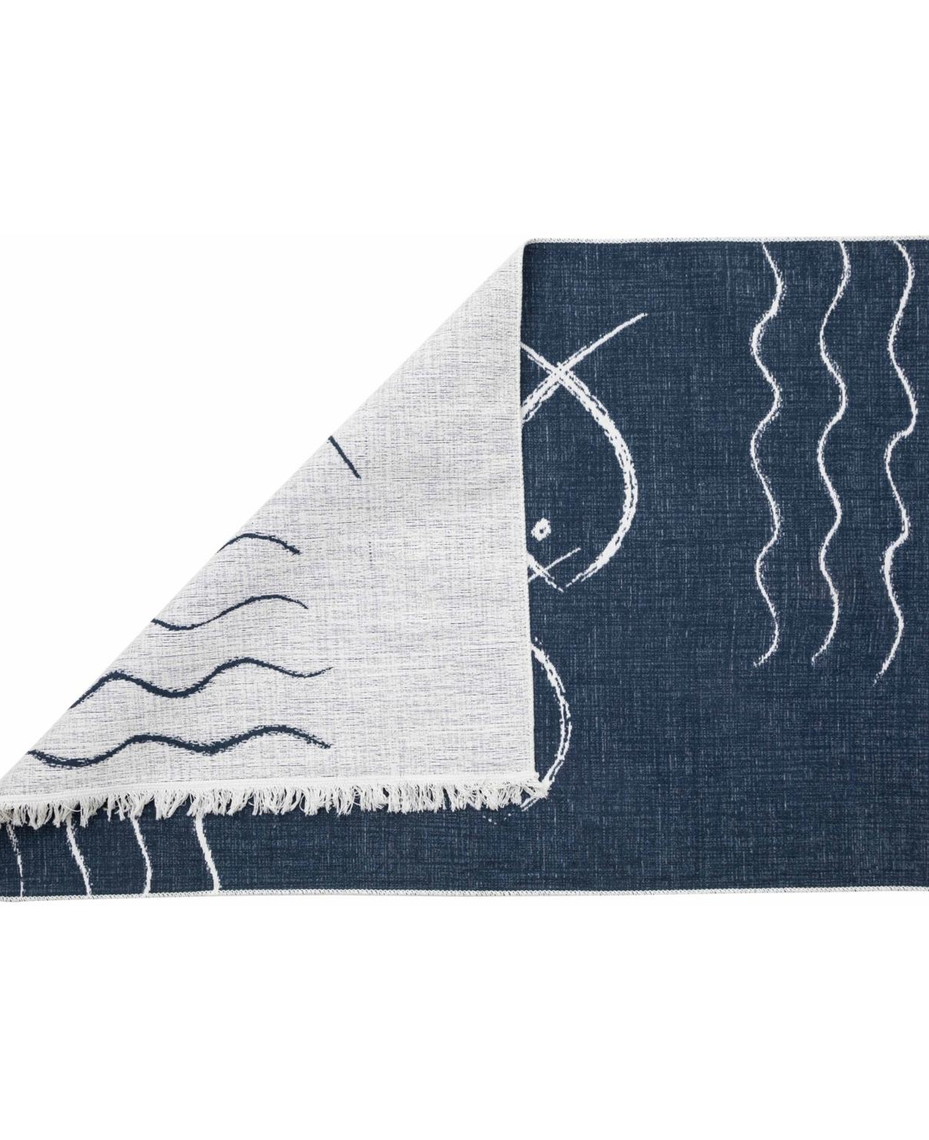 LARISSA FISH ÇİFT TARAFLI HALI LACİVERT BEYAZ 120X180