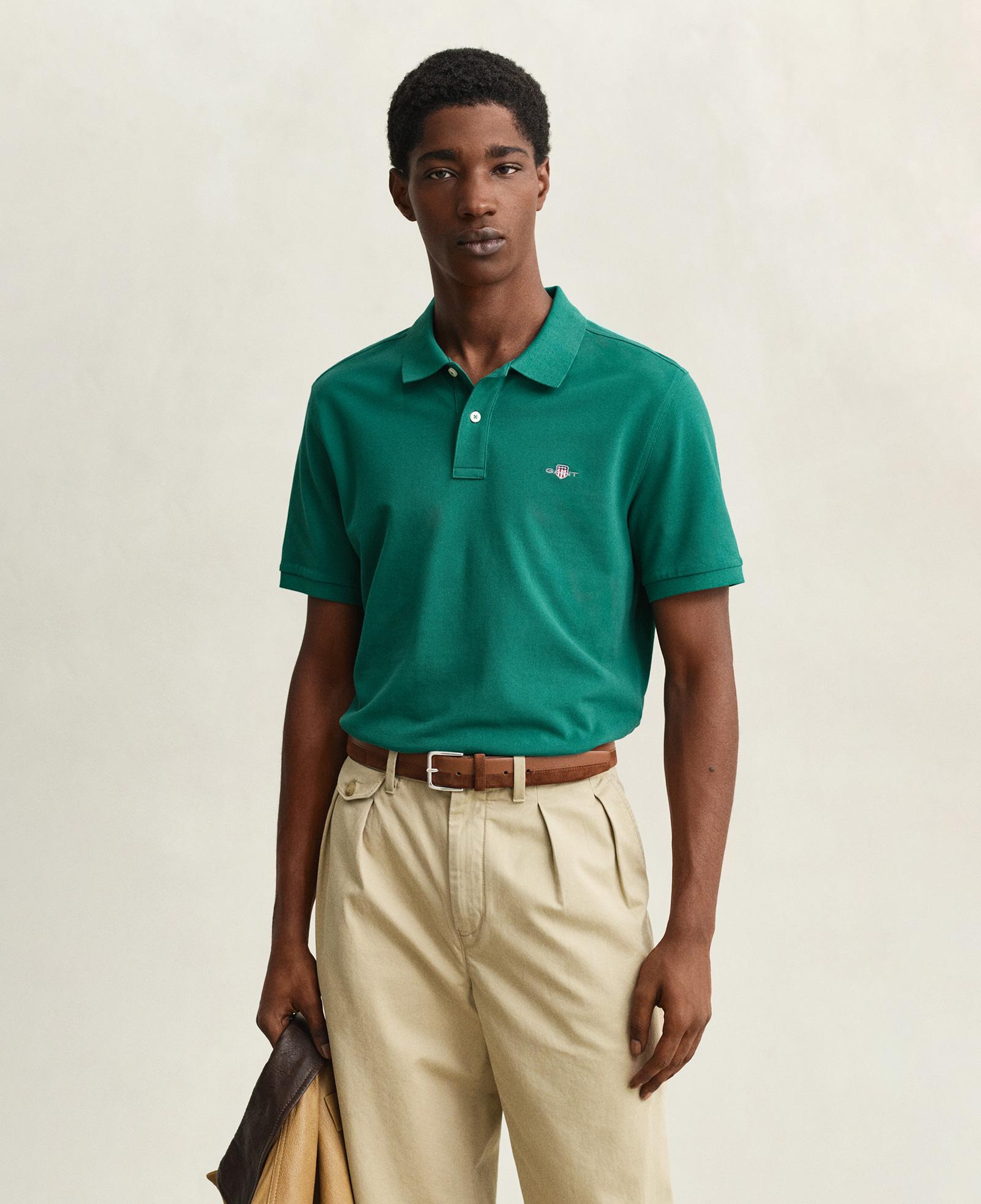 GANT Erkek Yeşil Regular Fit Logolu Polo Yaka T-Shirt