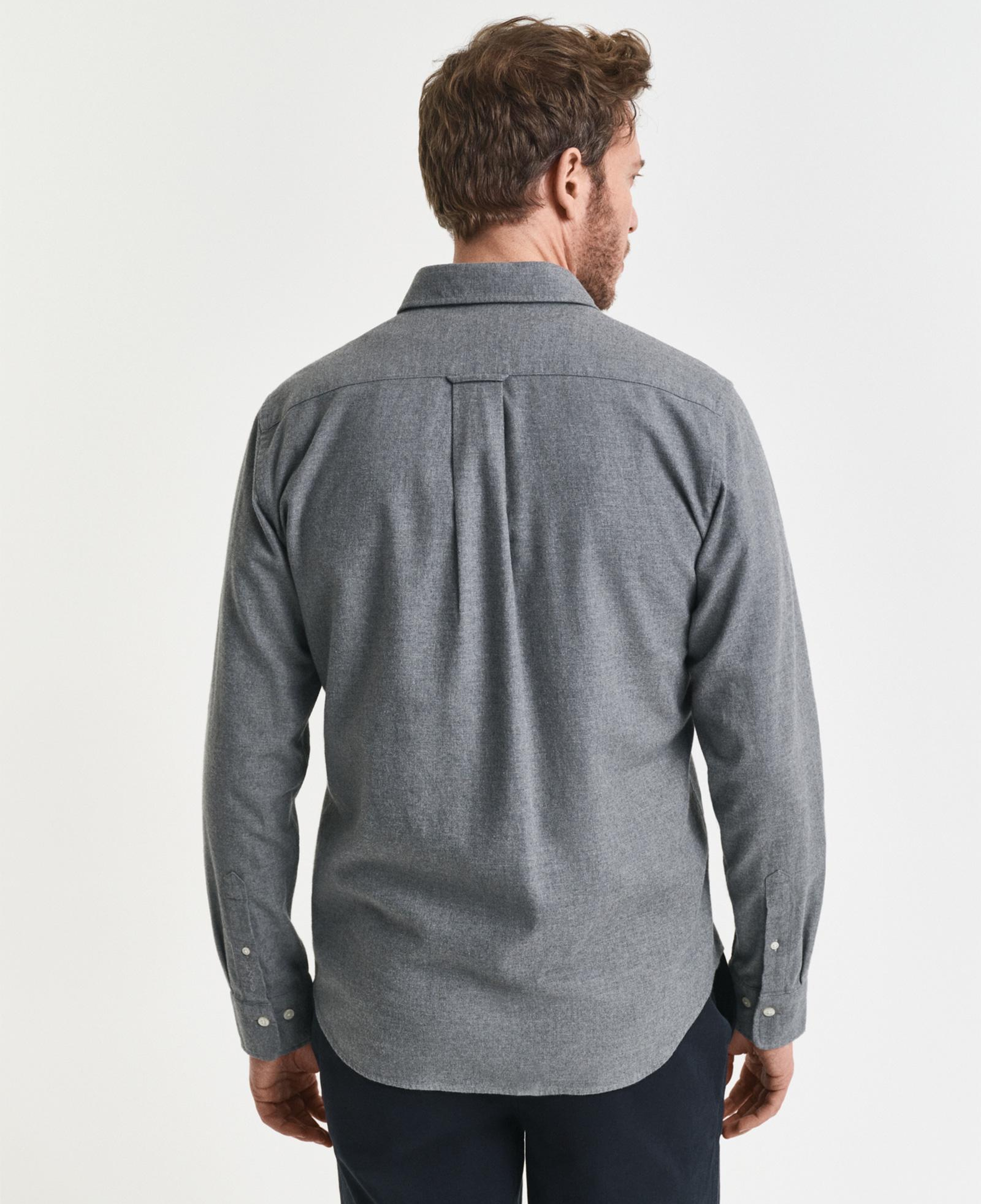 GANT Erkek Gri Regular Fit Bisiklet Yaka Gömlek