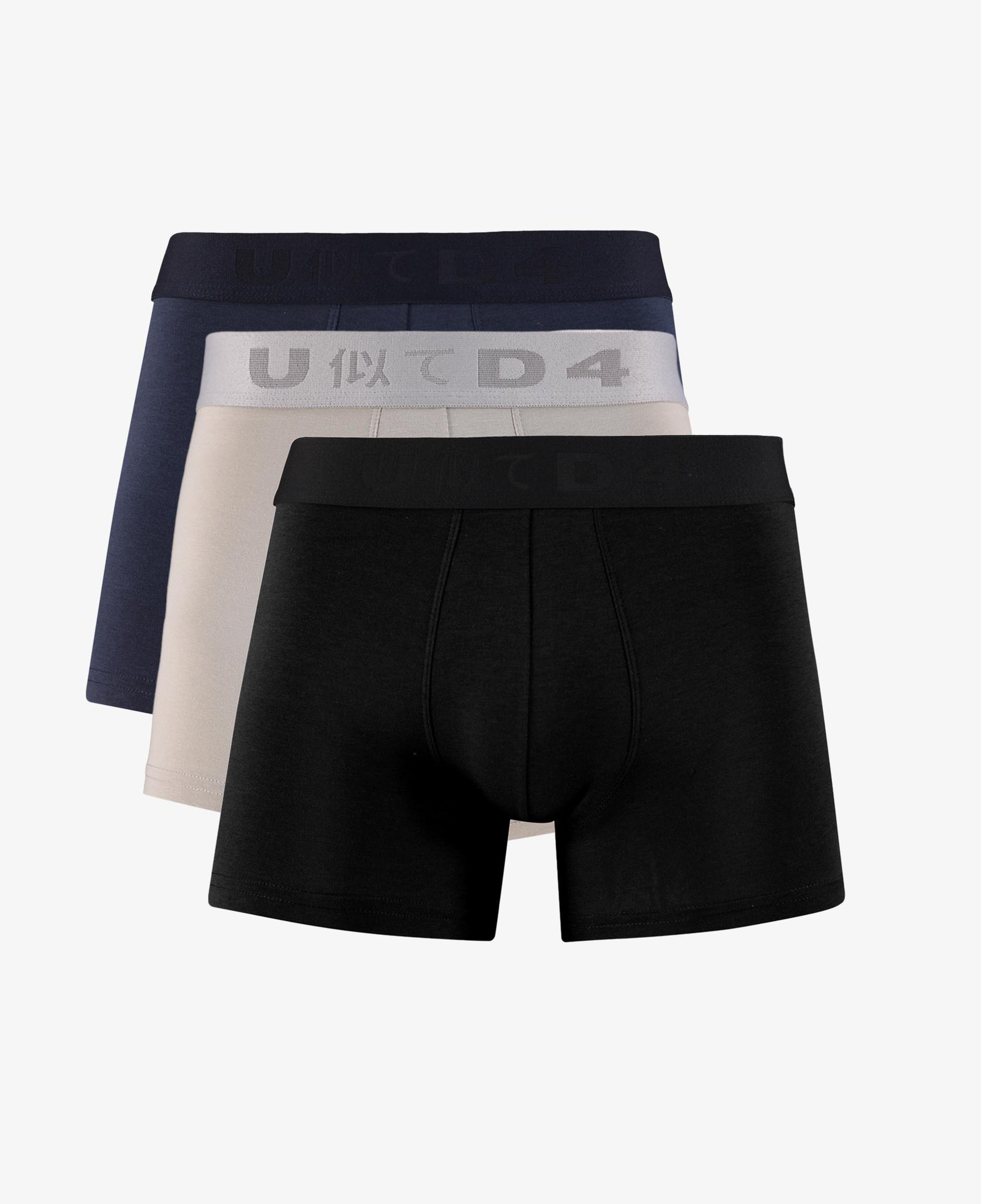 UNITED4 Classic Erkek Siyah/Gri Lacivert 3'lü Boxer