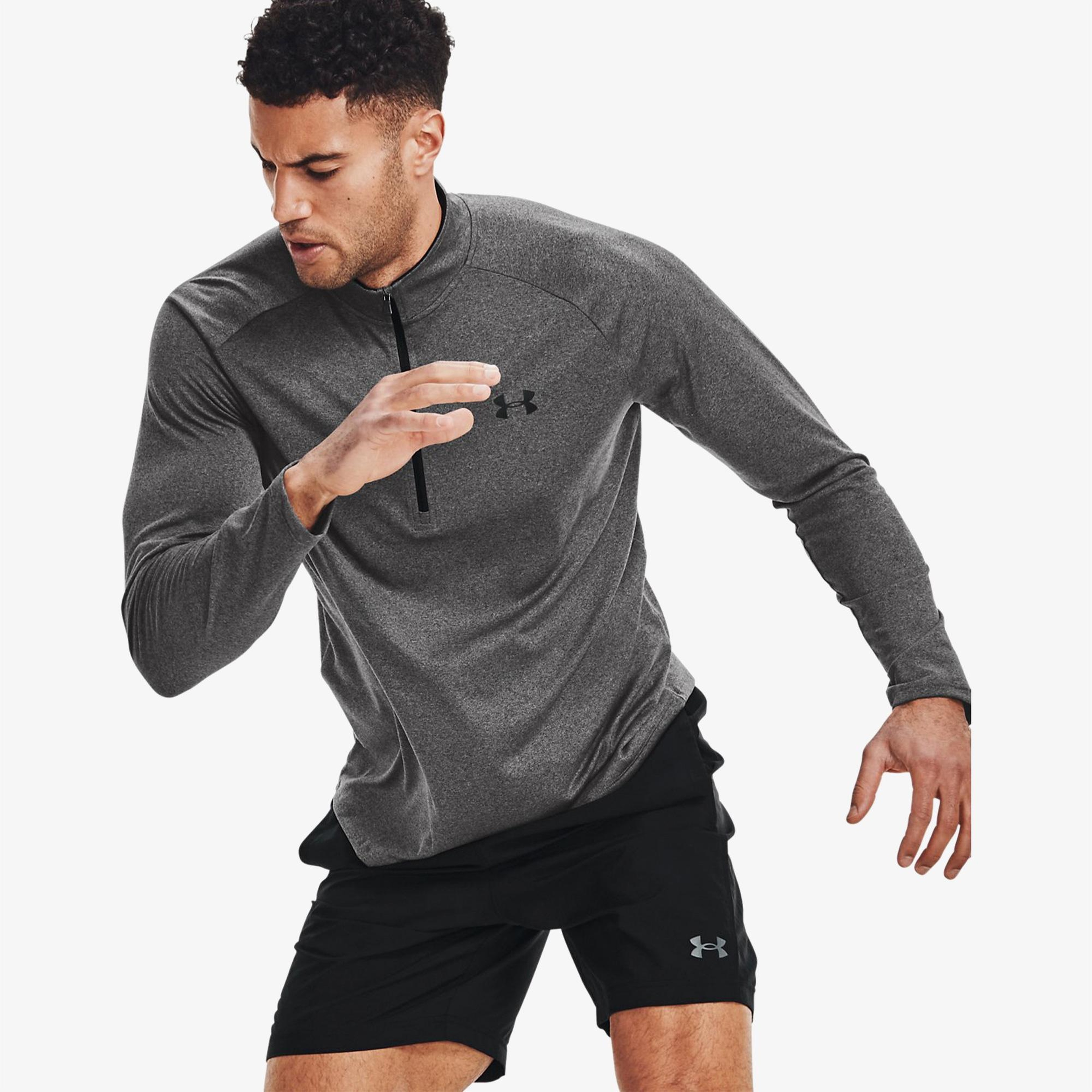 Under Armour Tech 1/2 Fermuarlı Erkek Gri Uzun Kollu T-Shirt