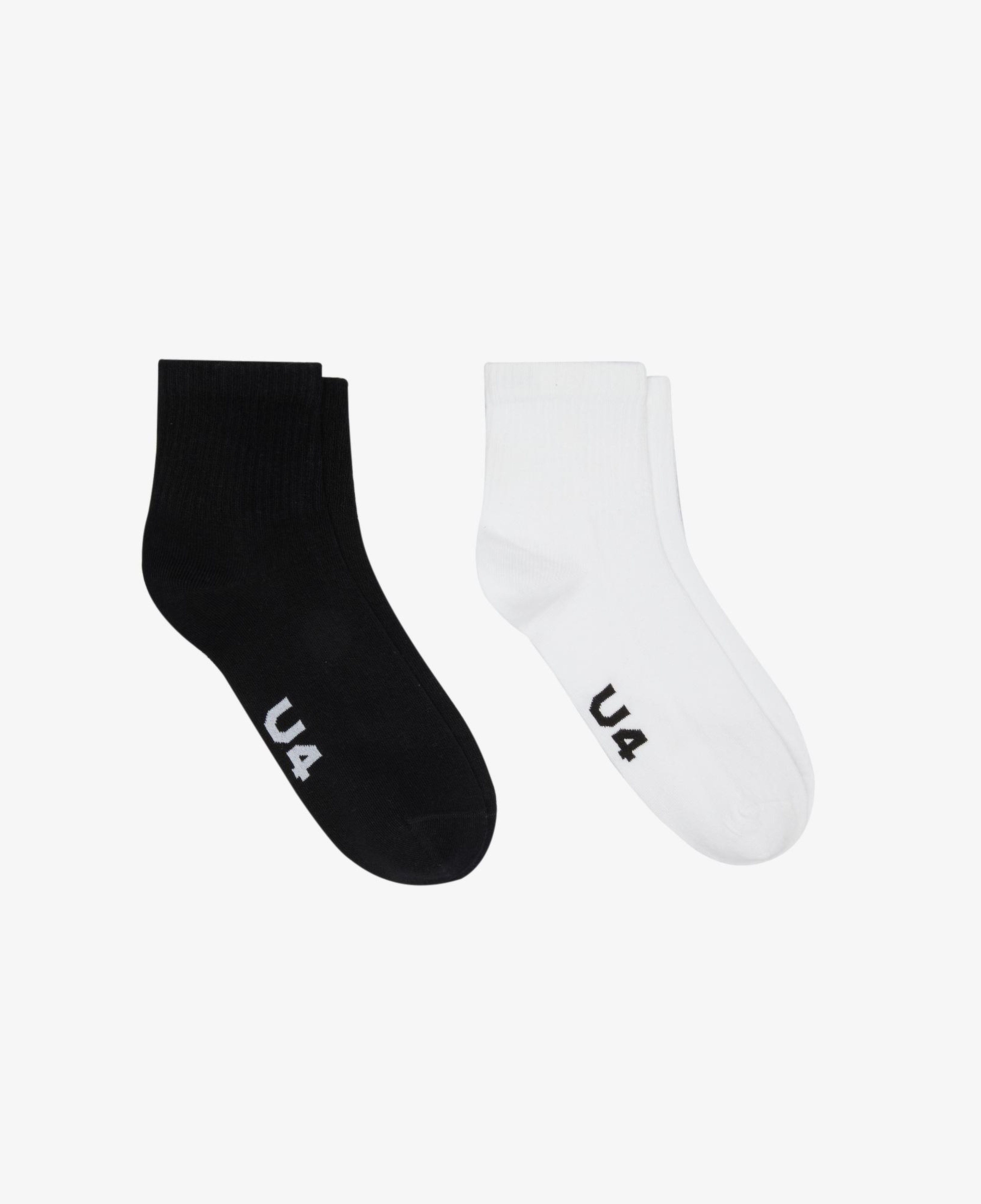 UNITED4 Unisex Beyaz - Siyah 2'li Soket Çorap