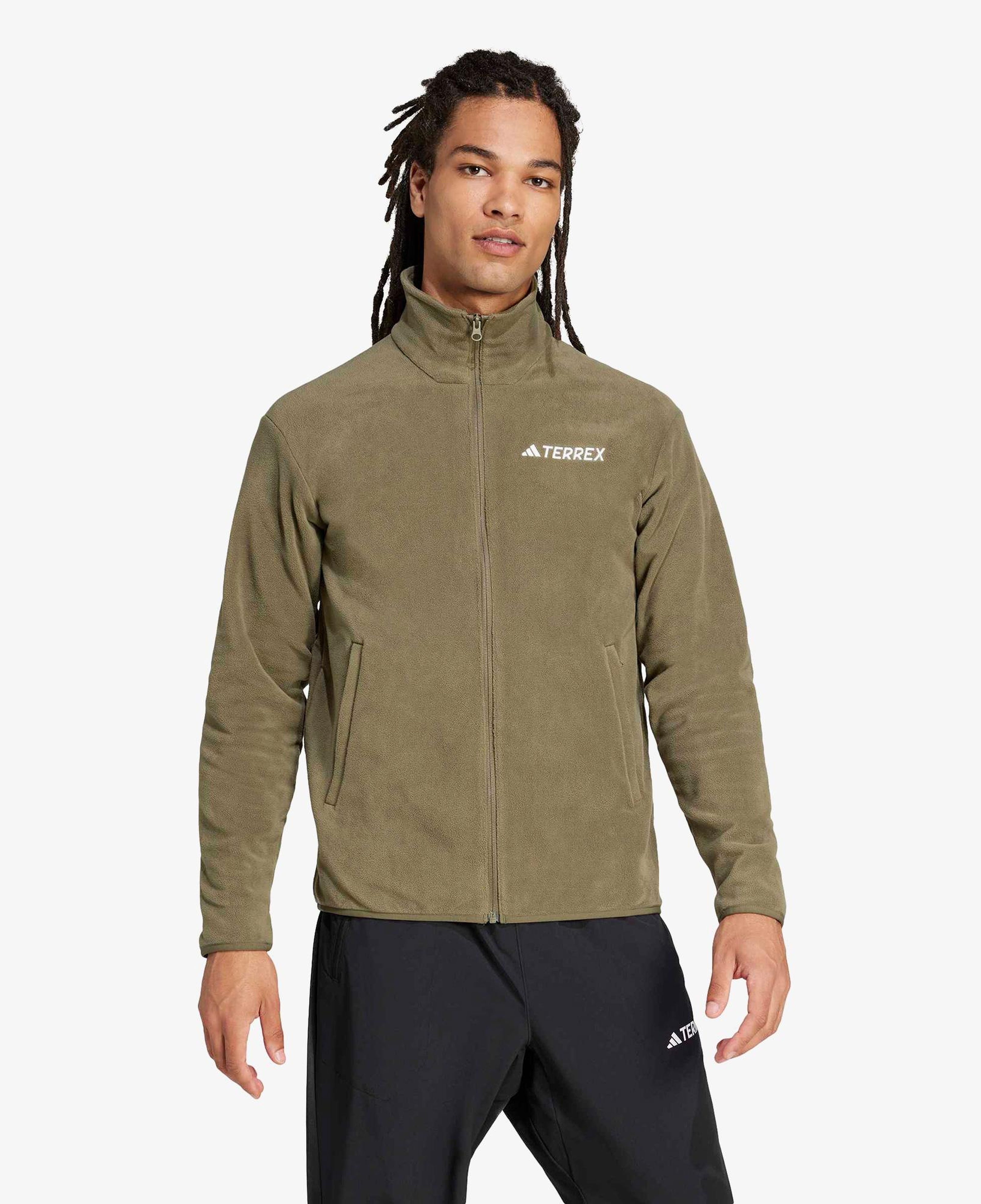 adidas Multi Essentials Full Zip Fleece Erkek Yeşil Yürüyüş Polar