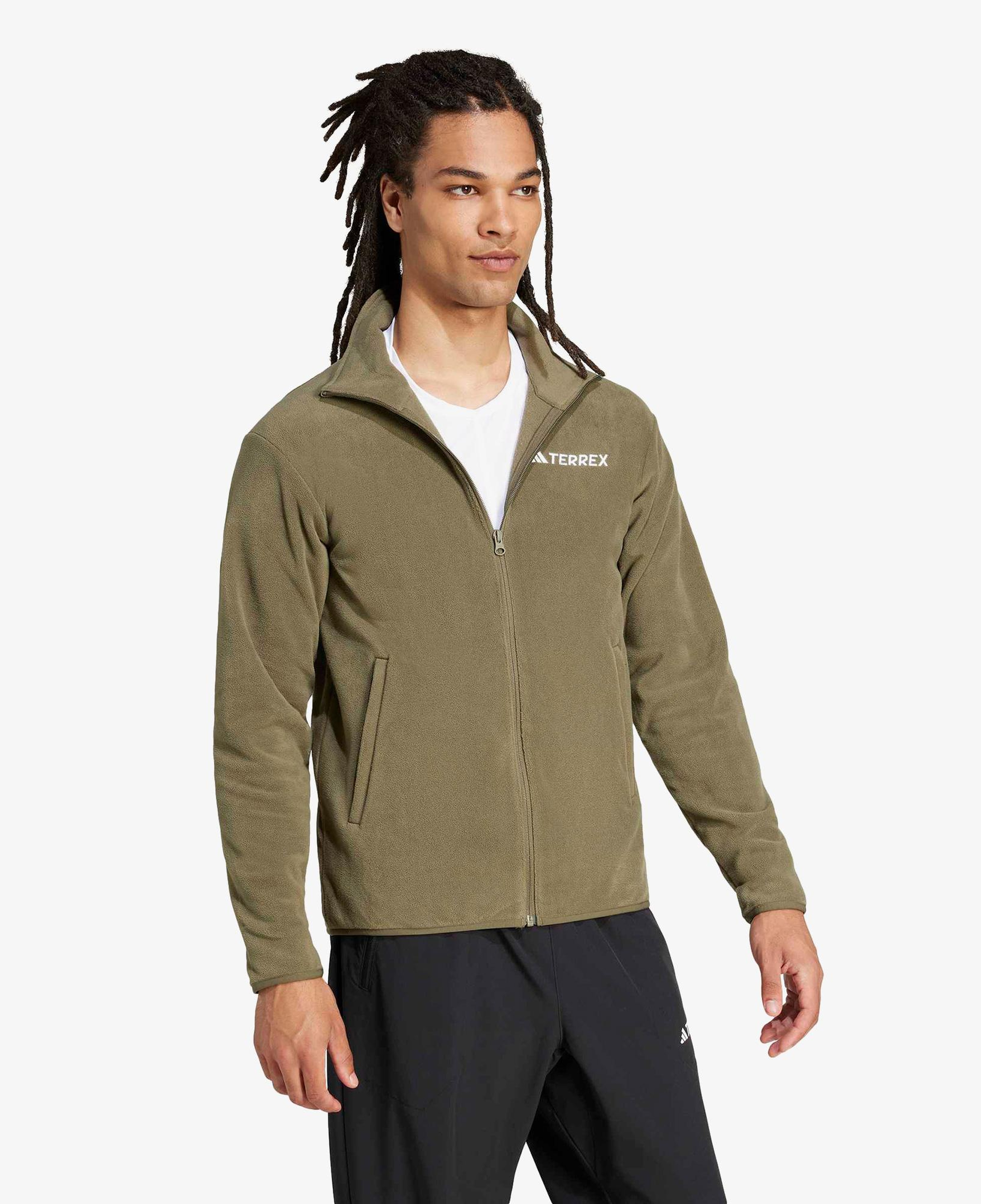 adidas Multi Essentials Full Zip Fleece Erkek Yeşil Yürüyüş Polar