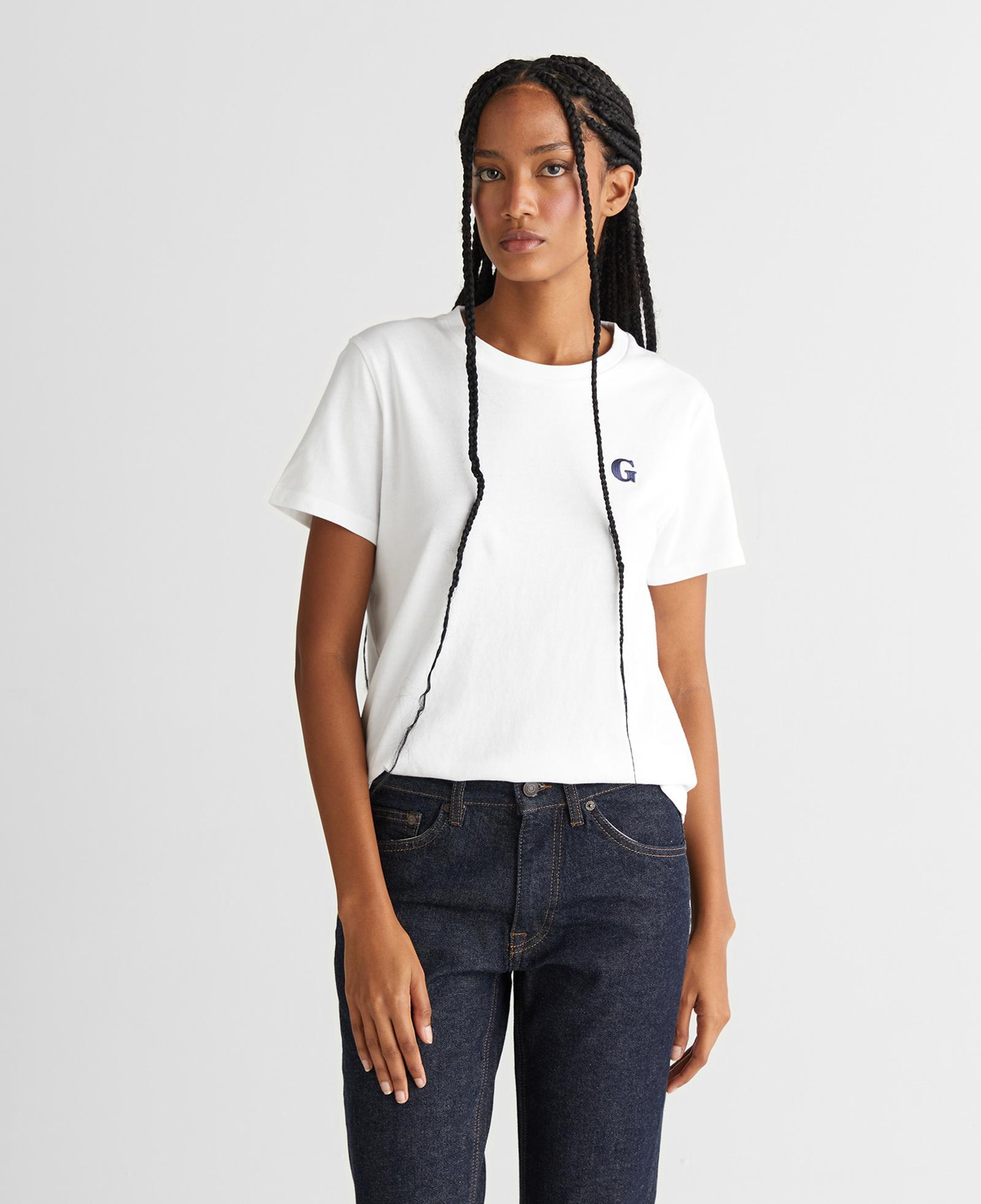 GANT Kadın Beyaz Regular Fit Bisiklet Yaka T-Shirt