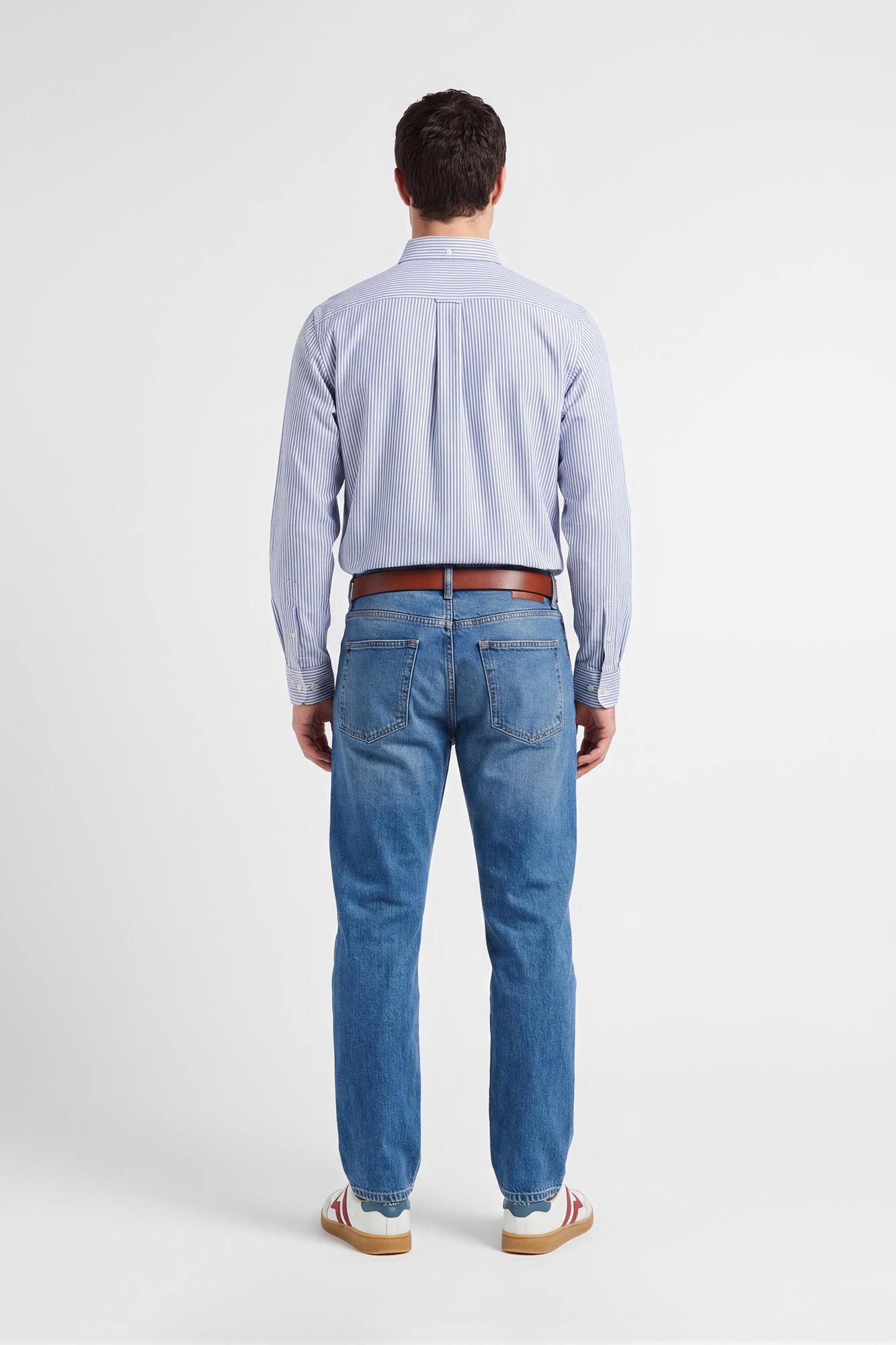 GANT Erkek Mavi Regular Fit Çizgili Logolu Gömlek