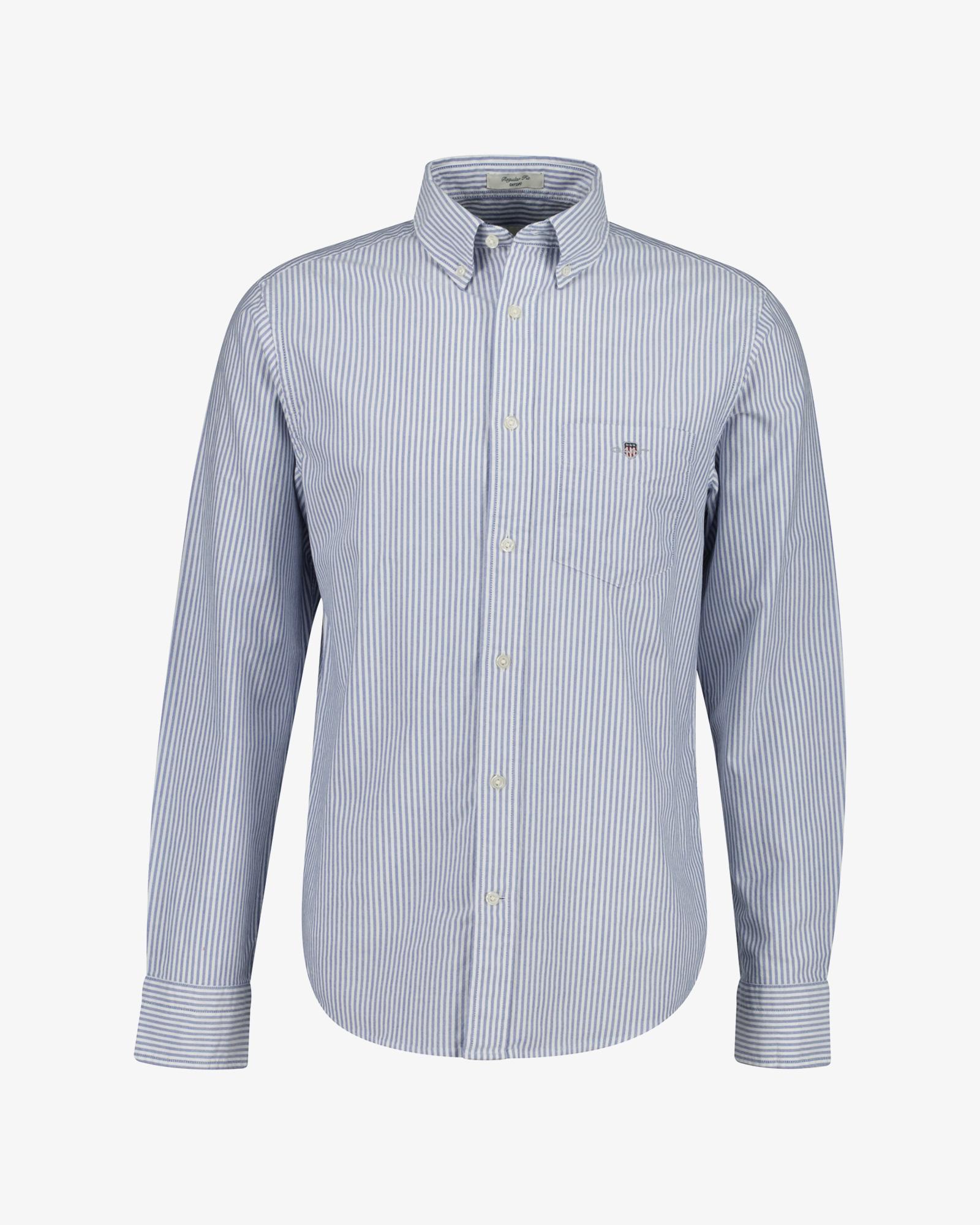 GANT Erkek Mavi Regular Fit Çizgili Logolu Gömlek