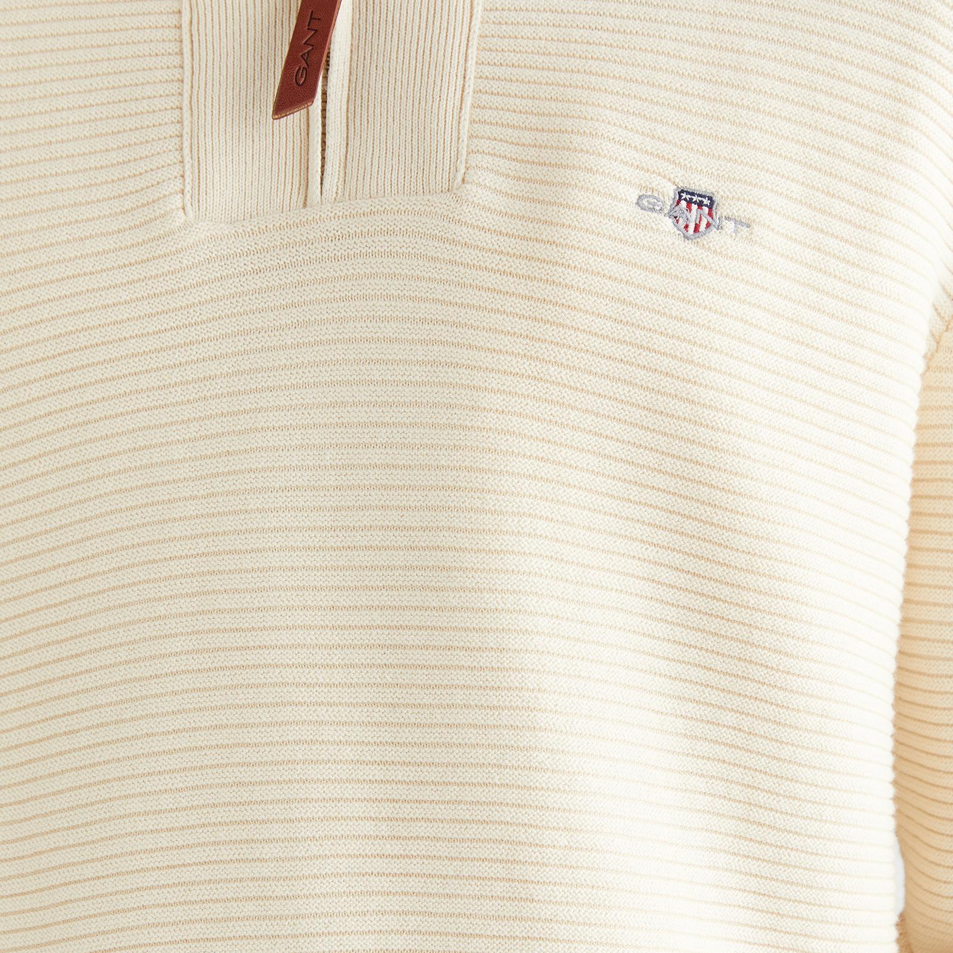 GANT Erkek Krem Regular Fit Yarım Fermuarlı Triko